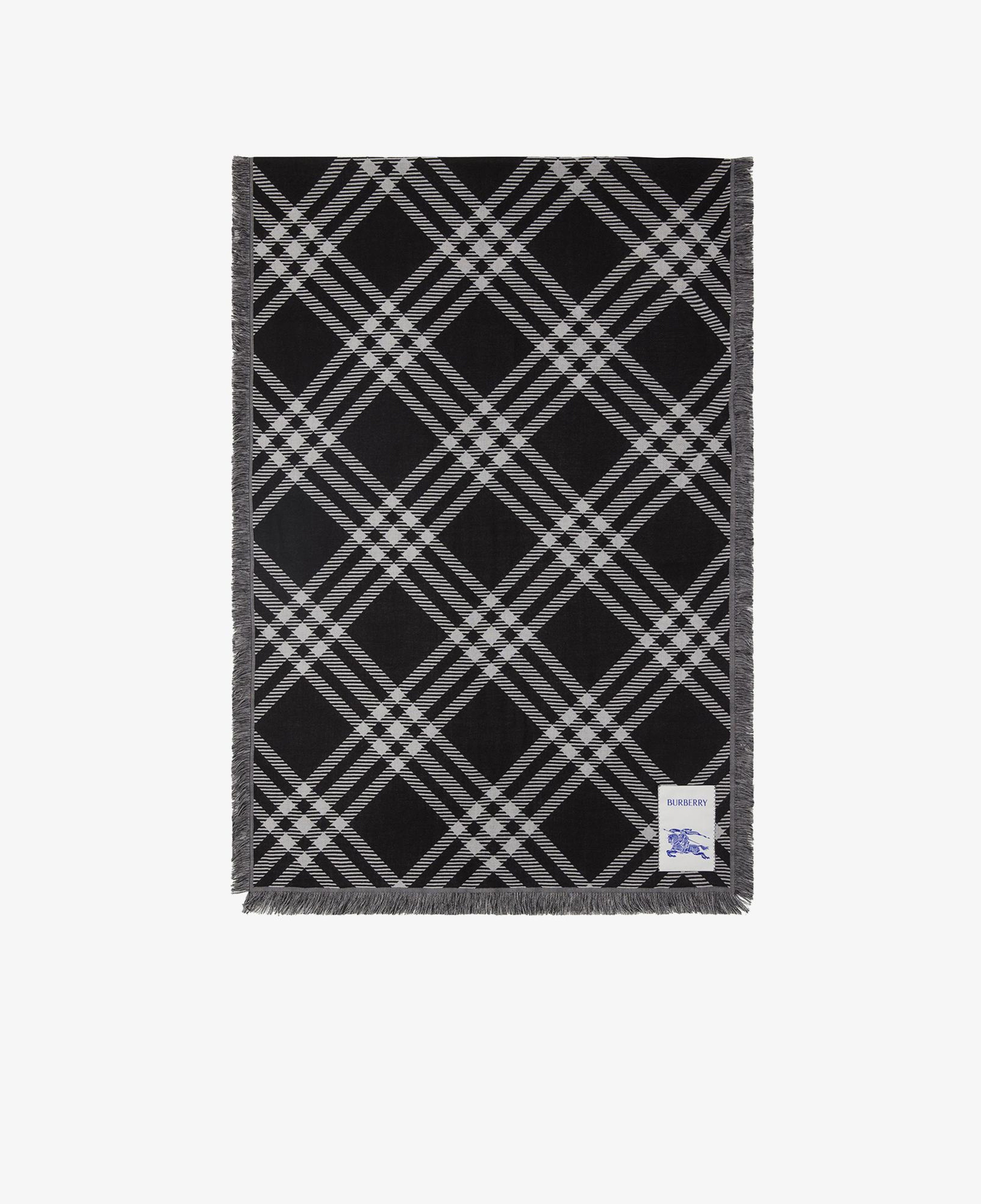 Burberry Wide Check Wool Silk Unisex Siyah Atkı