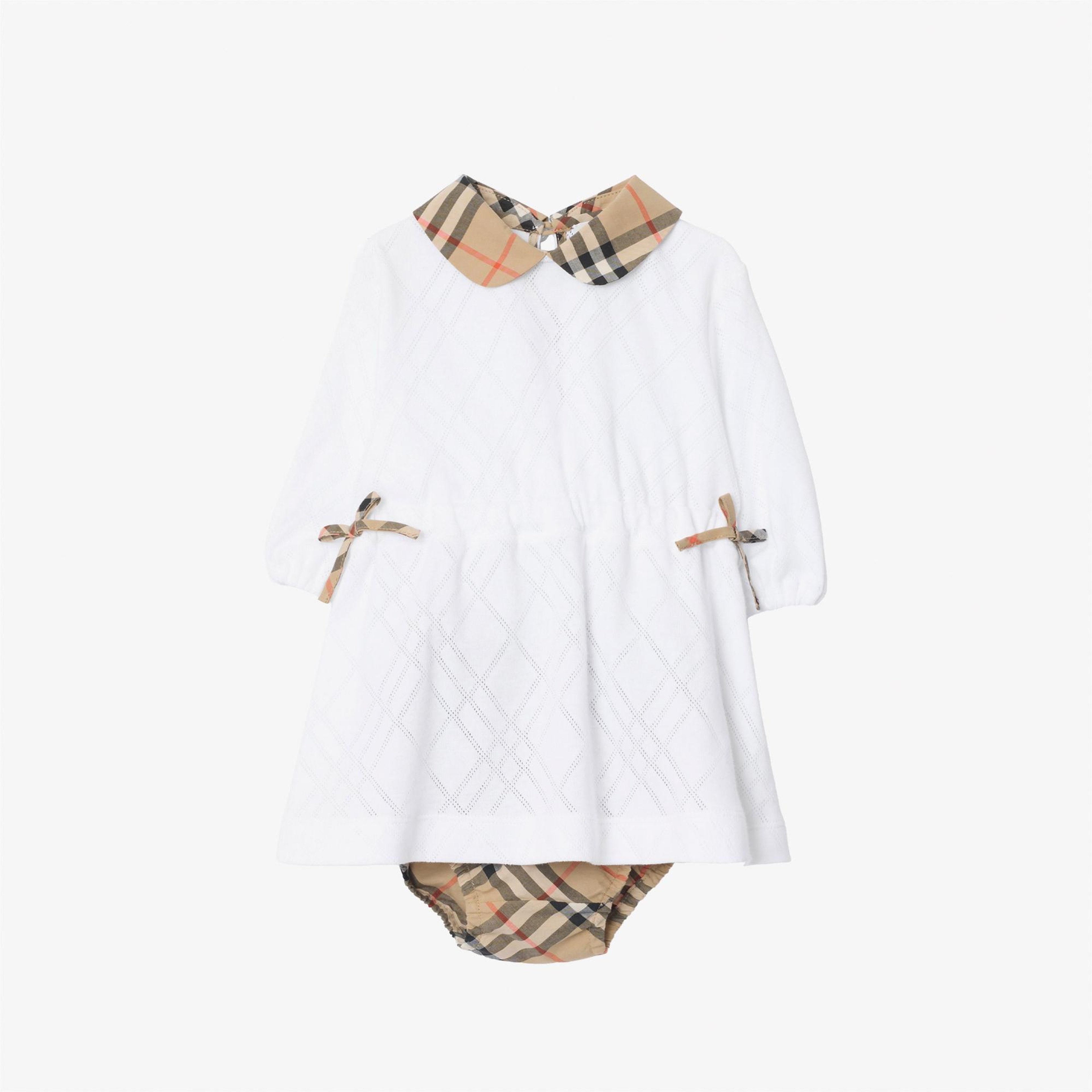 Burberry Draya Çocuk Beyaz Elbise