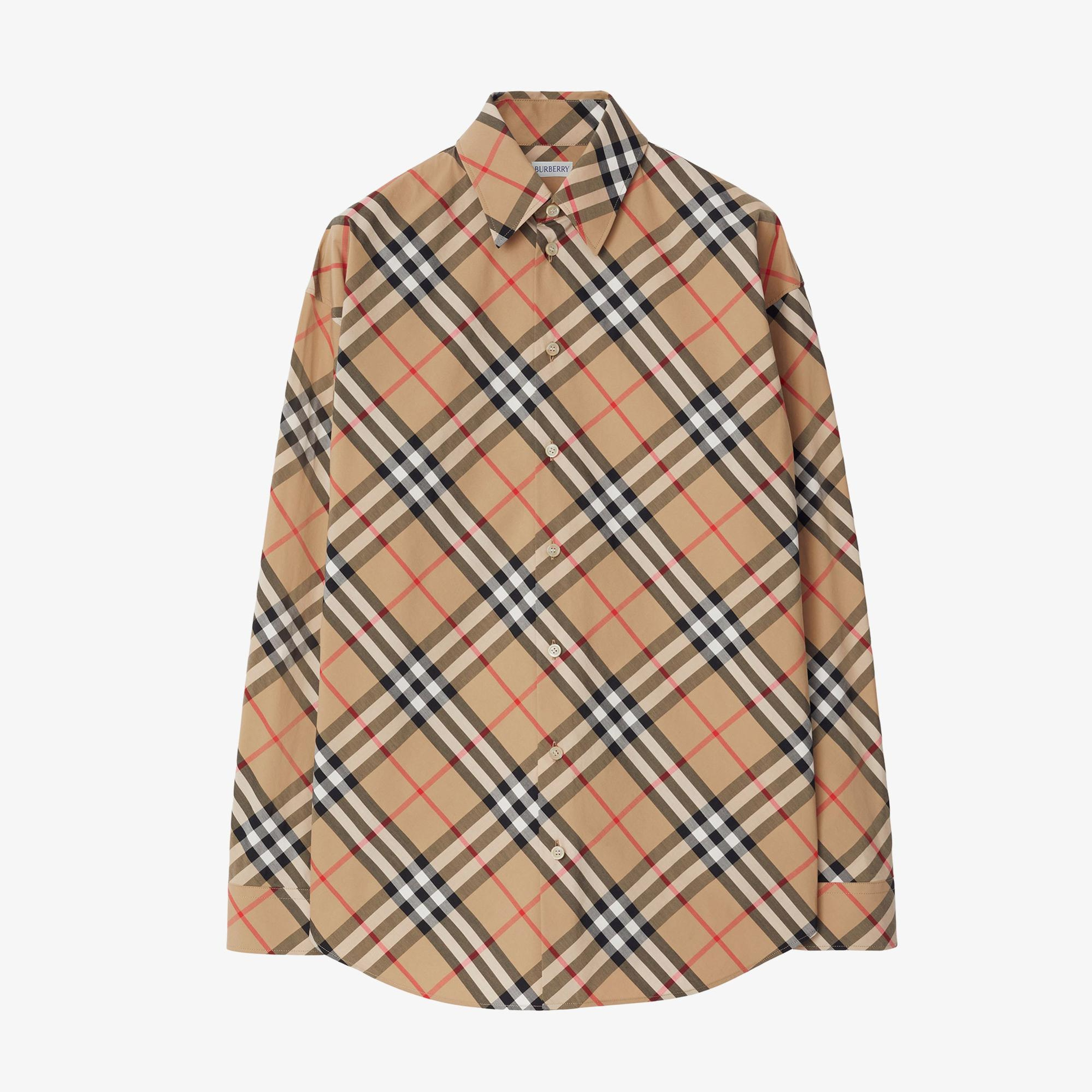 Burberry Check Pamuklu Kadın Bej Gömlek