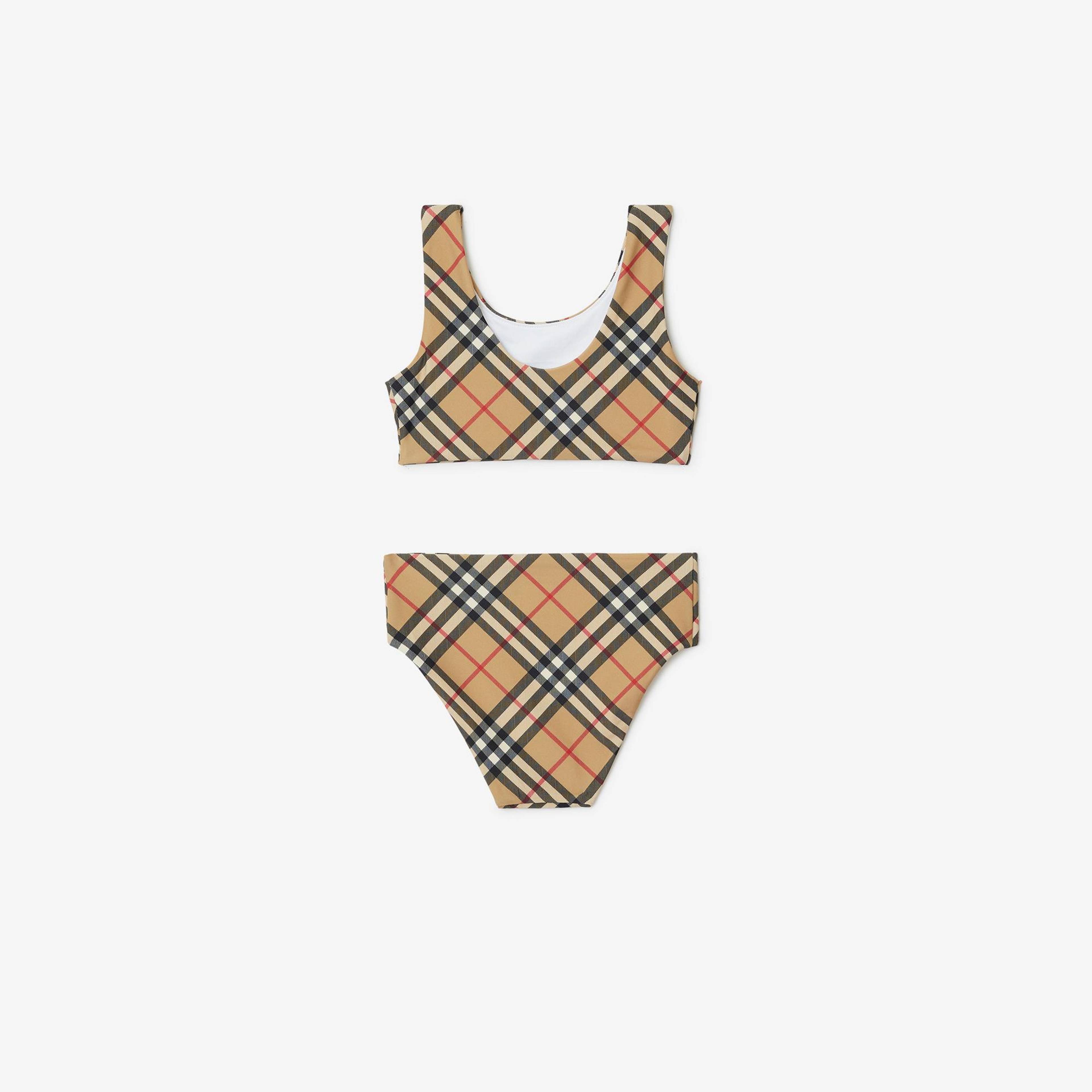 Burberry Check Print Çocuk Bej Bikini Takımı
