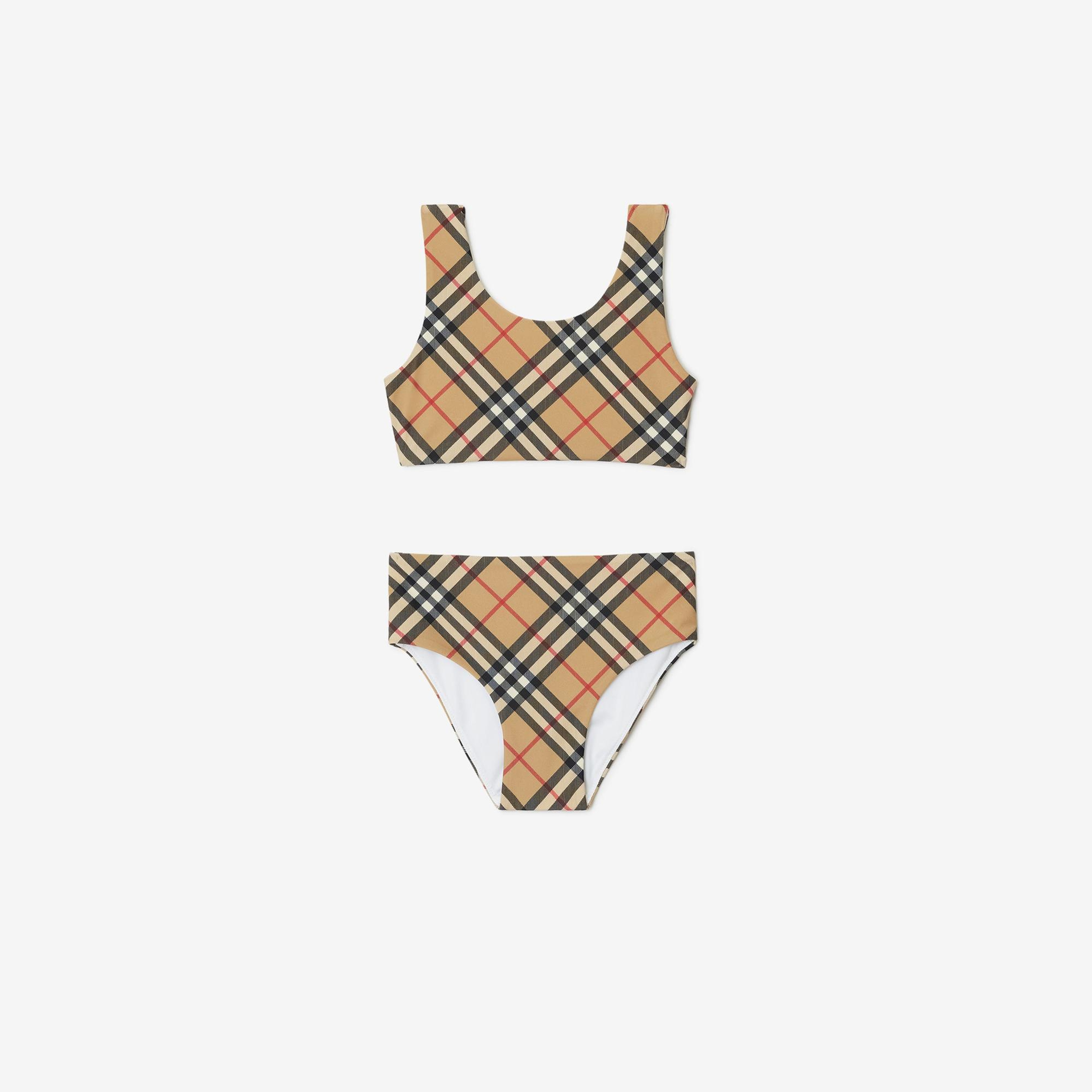 Burberry Check Print Çocuk Bej Bikini Takımı