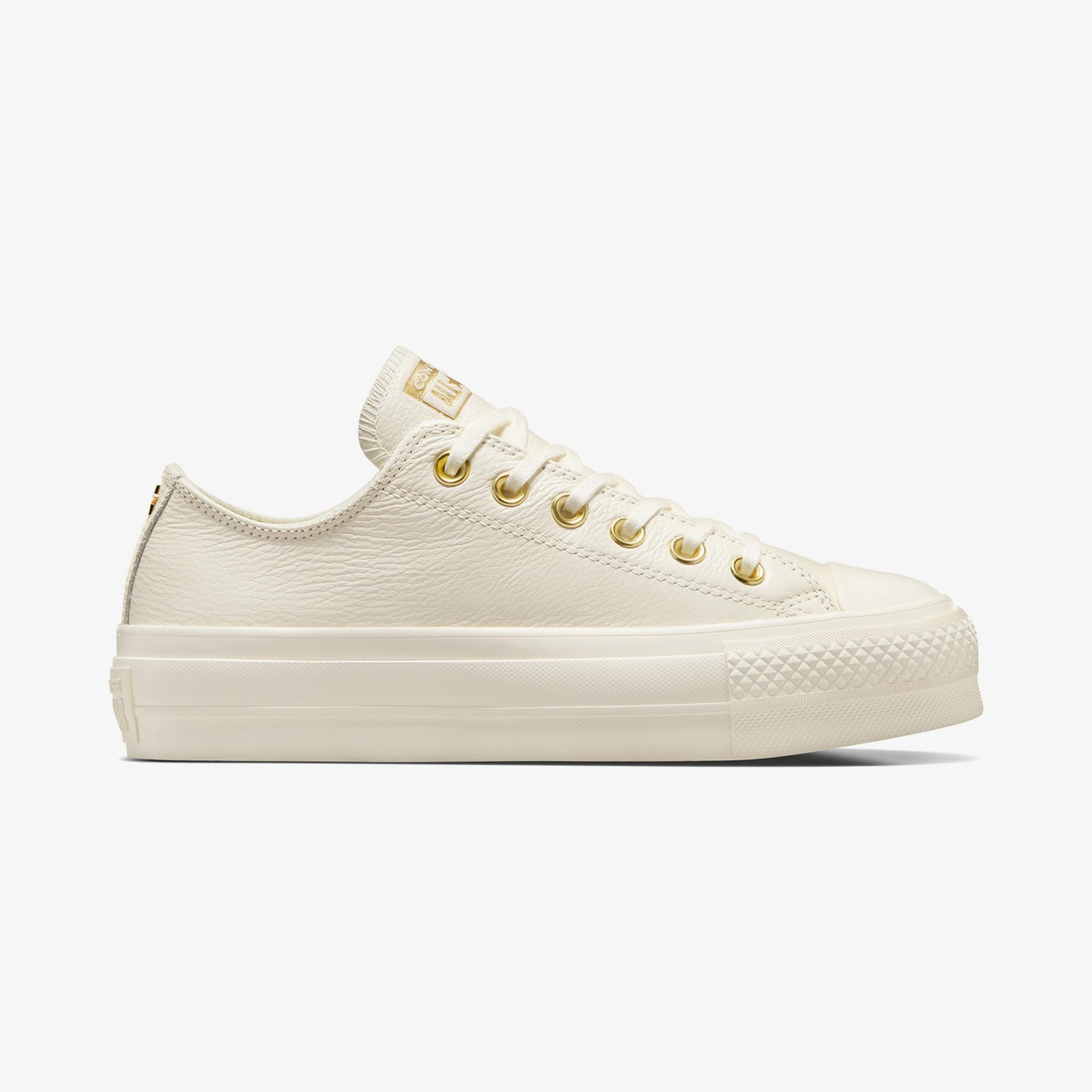 Converse Chuck Taylor All Star Lift Unisex Krem Deri Platform Sneaker