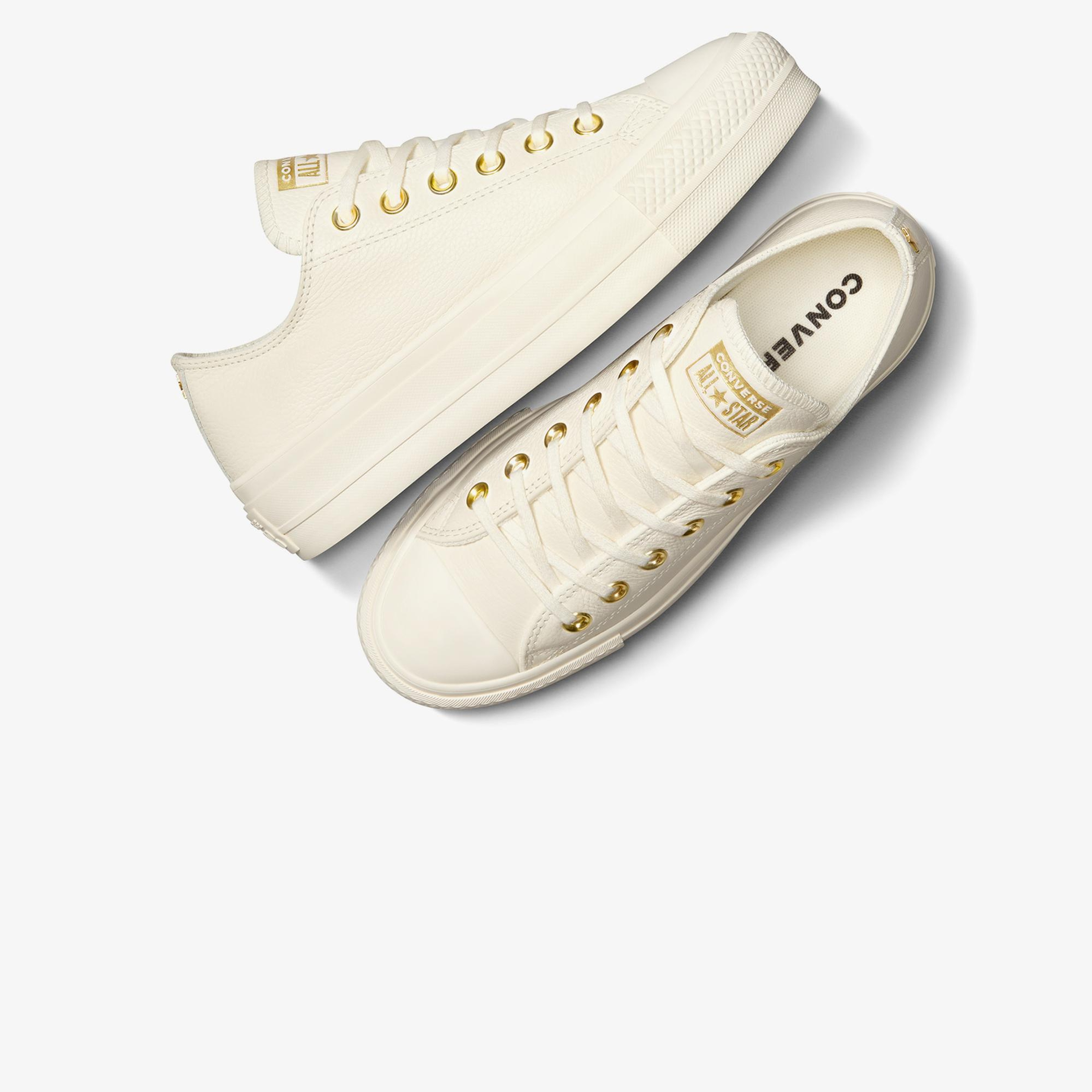 Converse Chuck Taylor All Star Lift Unisex Krem Deri Platform Sneaker