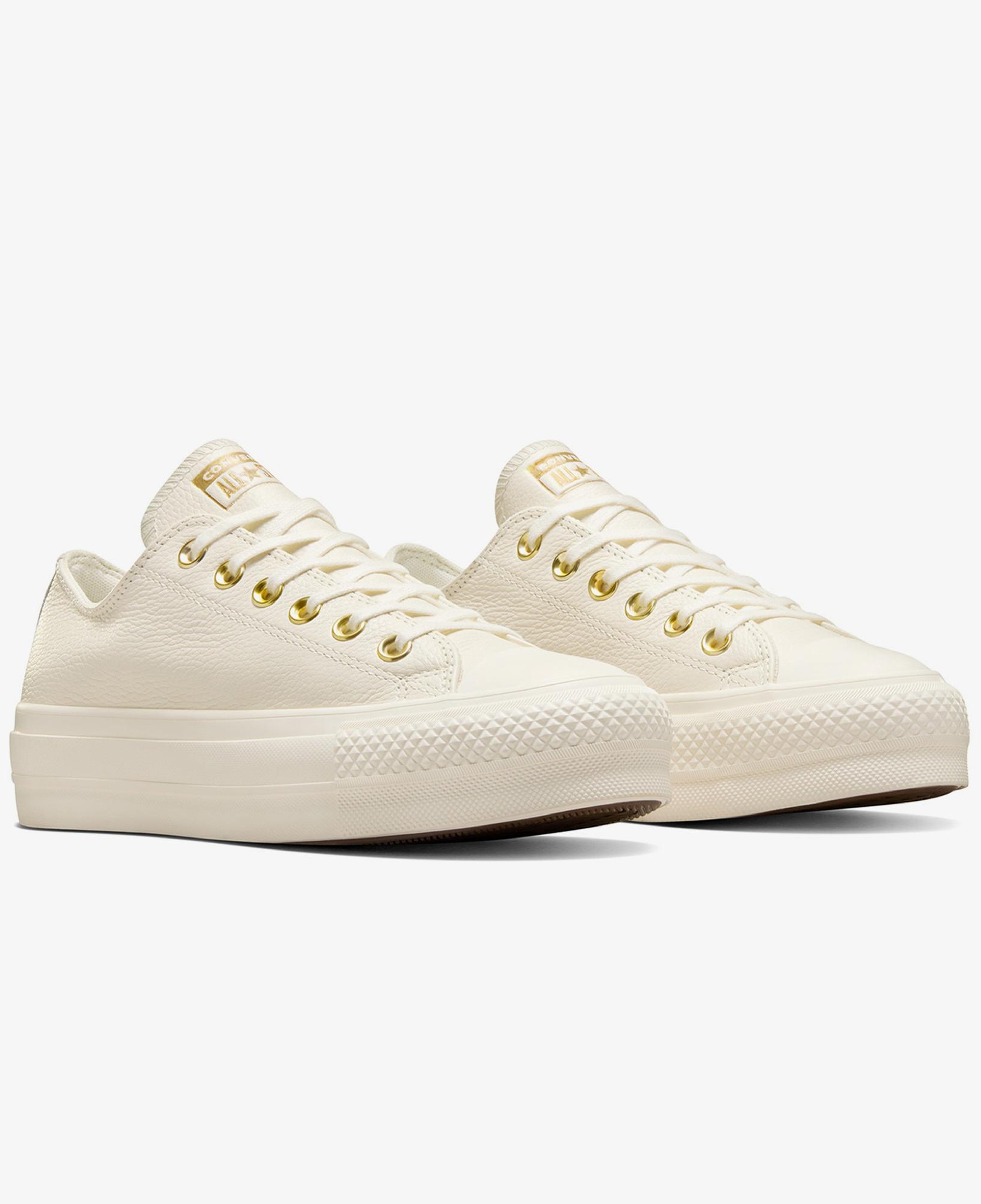 Converse Chuck Taylor All Star Lift Unisex Krem Deri Platform Sneaker