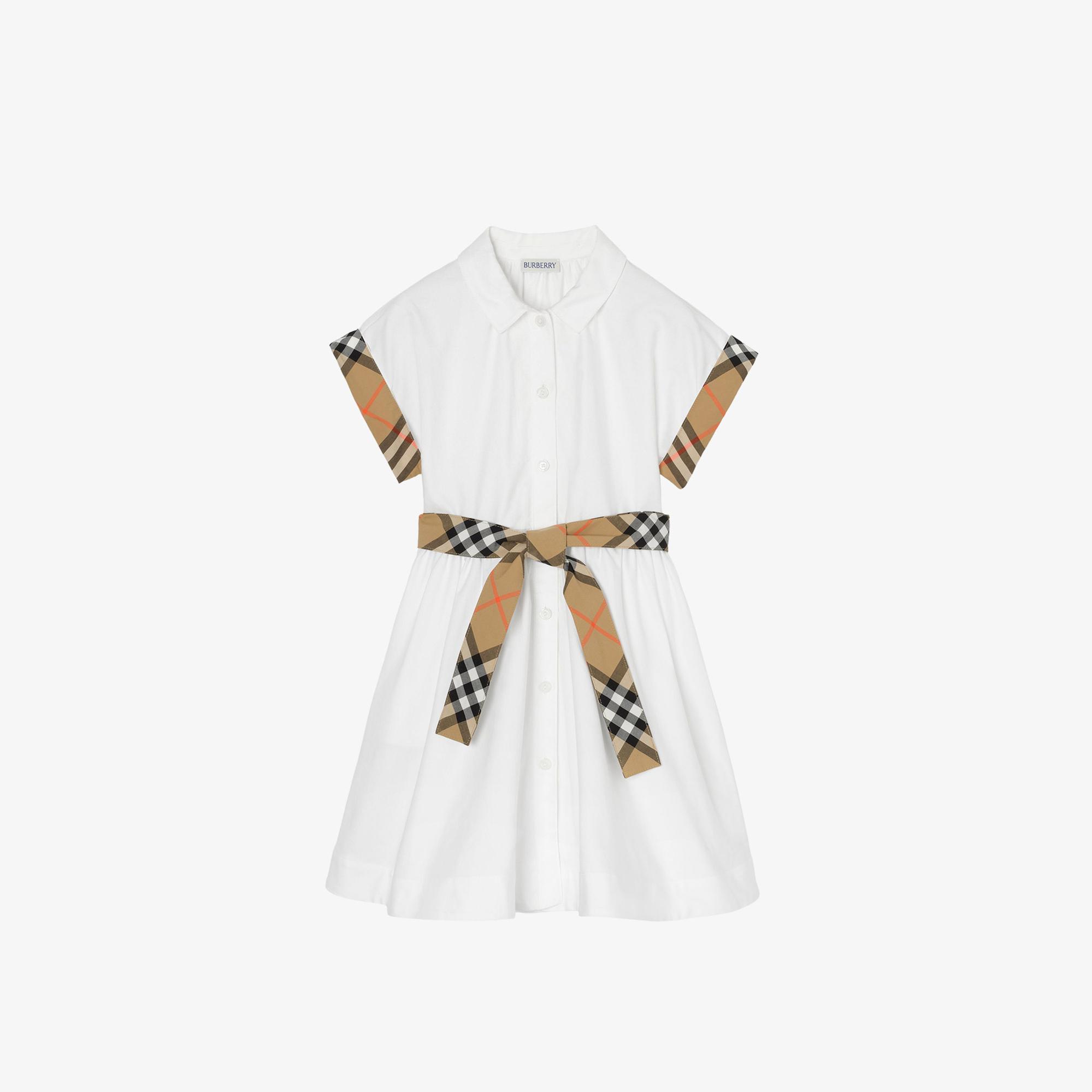 Burberry Juılıet Check Çocuk Beyaz Elbise