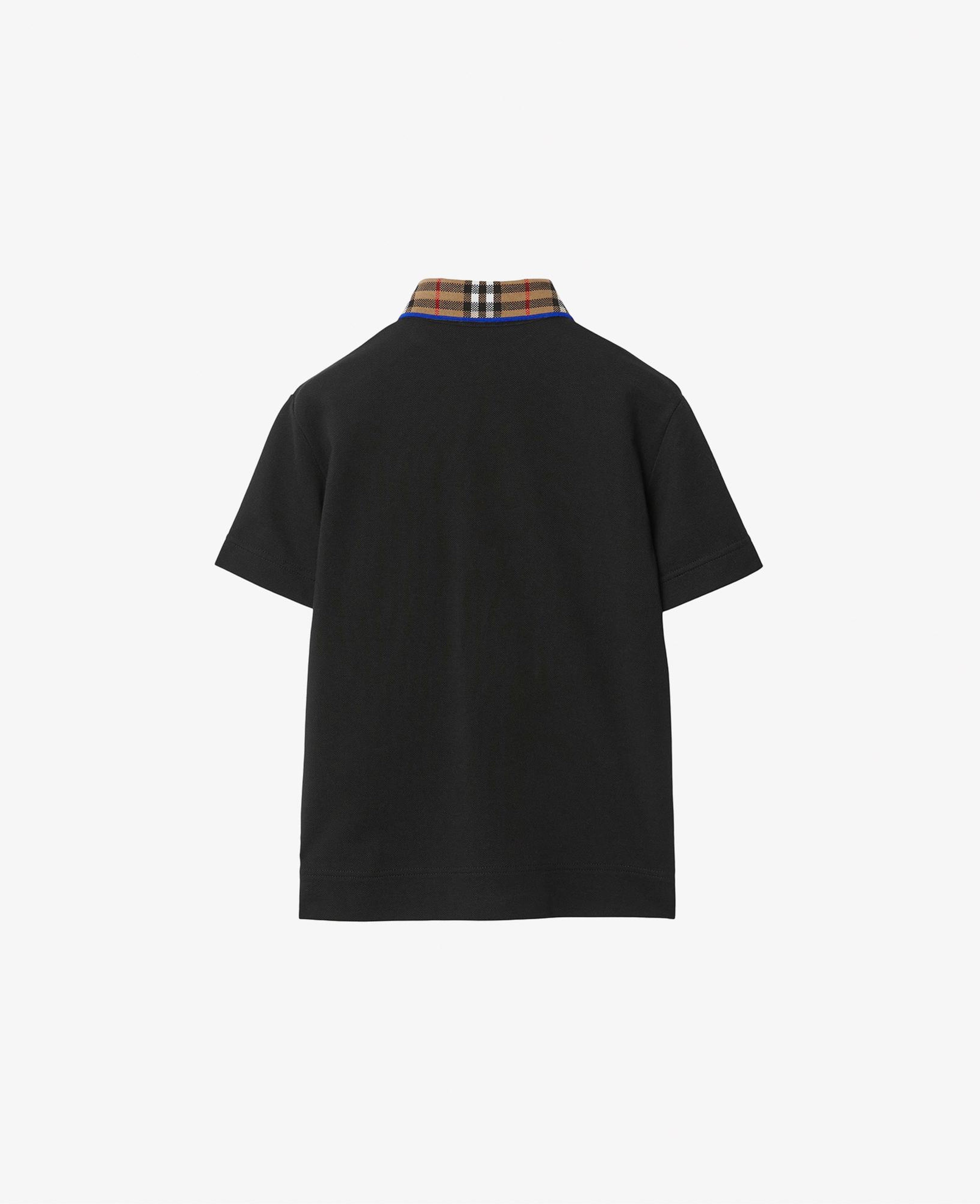 Burberry Check Yaka Detaylı Pamuklu Çocuk Siyah Polo