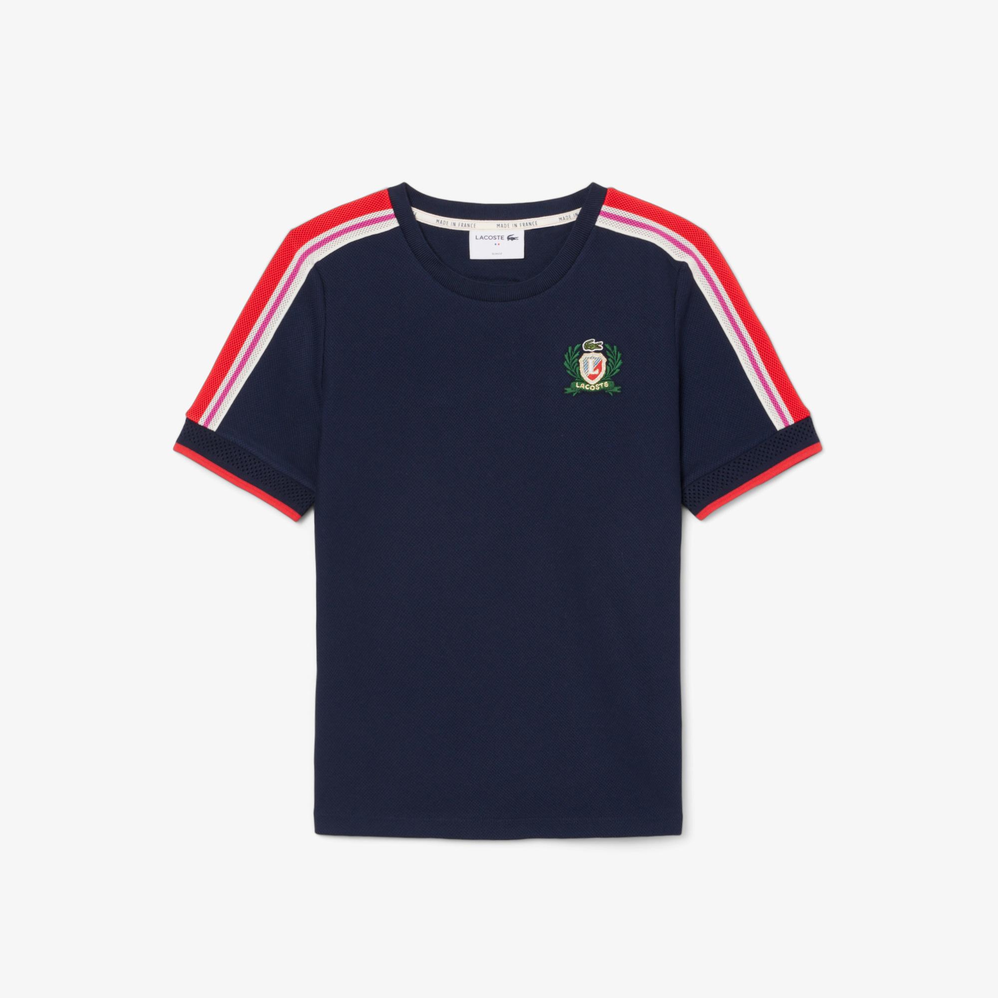 Lacoste Kadın Slim Fit Bisiklet Yaka Renk Bloklu Lacivert T-Shirt