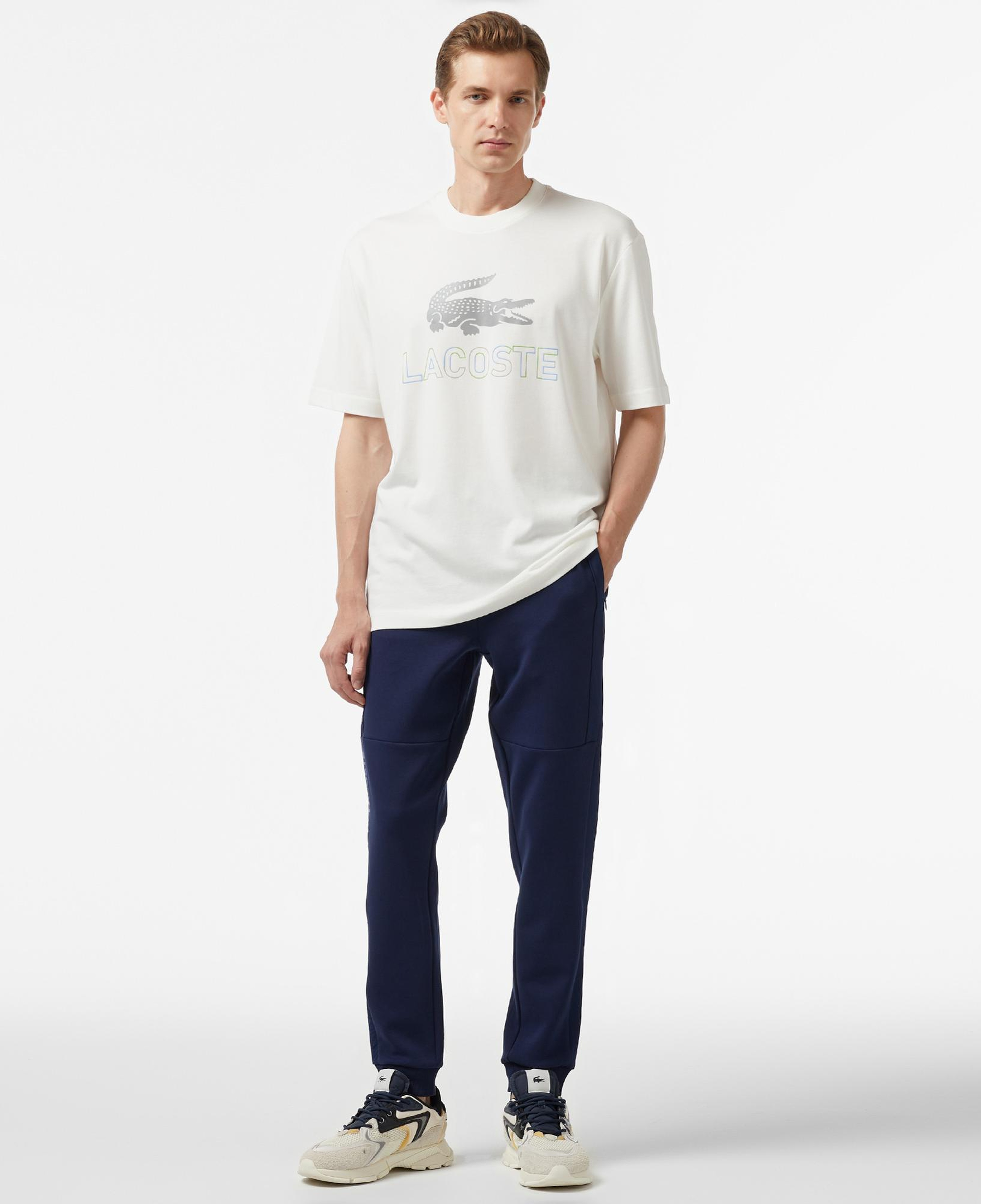 Lacoste Erkek Regular Fit Bisiklet Yaka Baskılı Beyaz T-Shirt