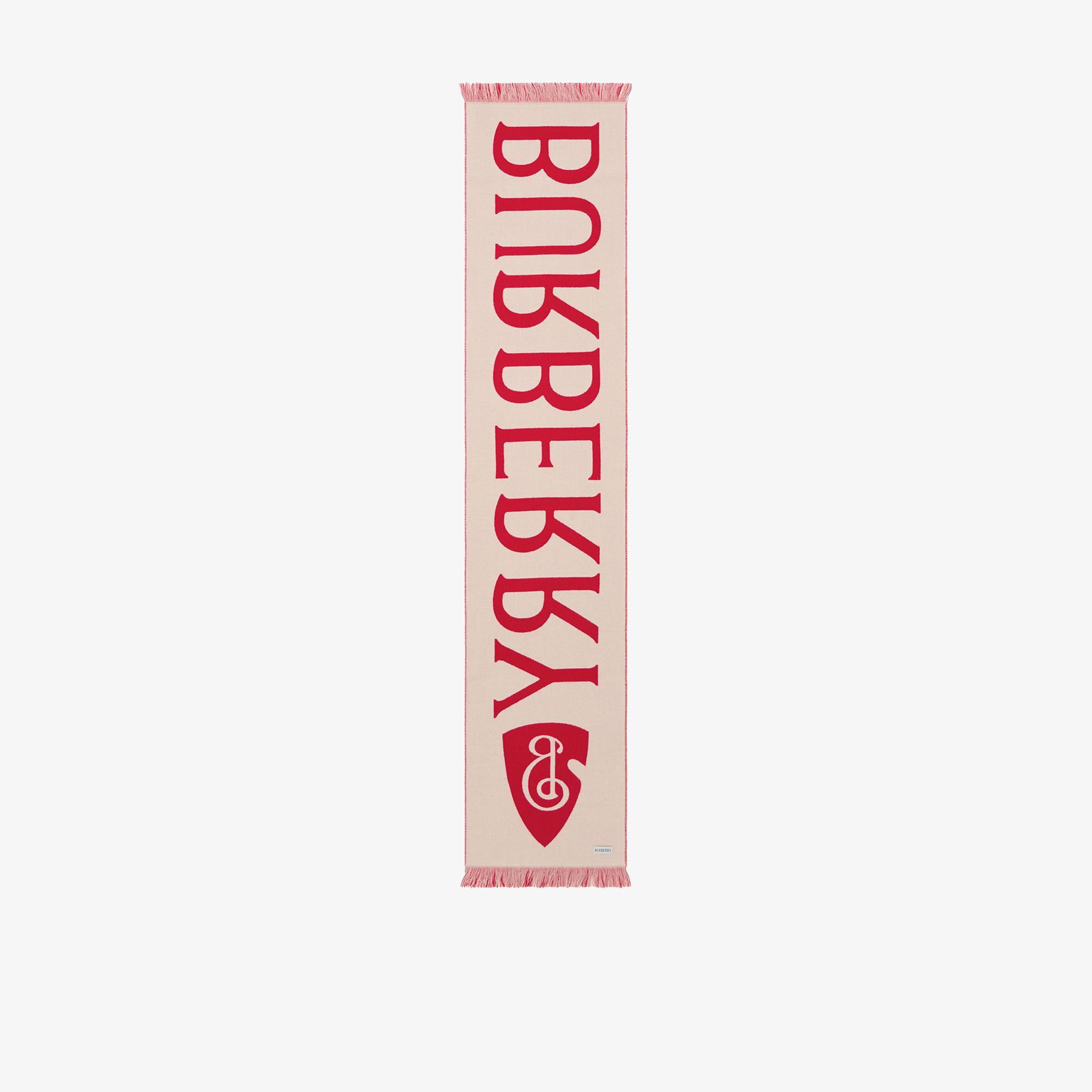 Burberry Text Logo Wool Kadın Kırmızı Atkı