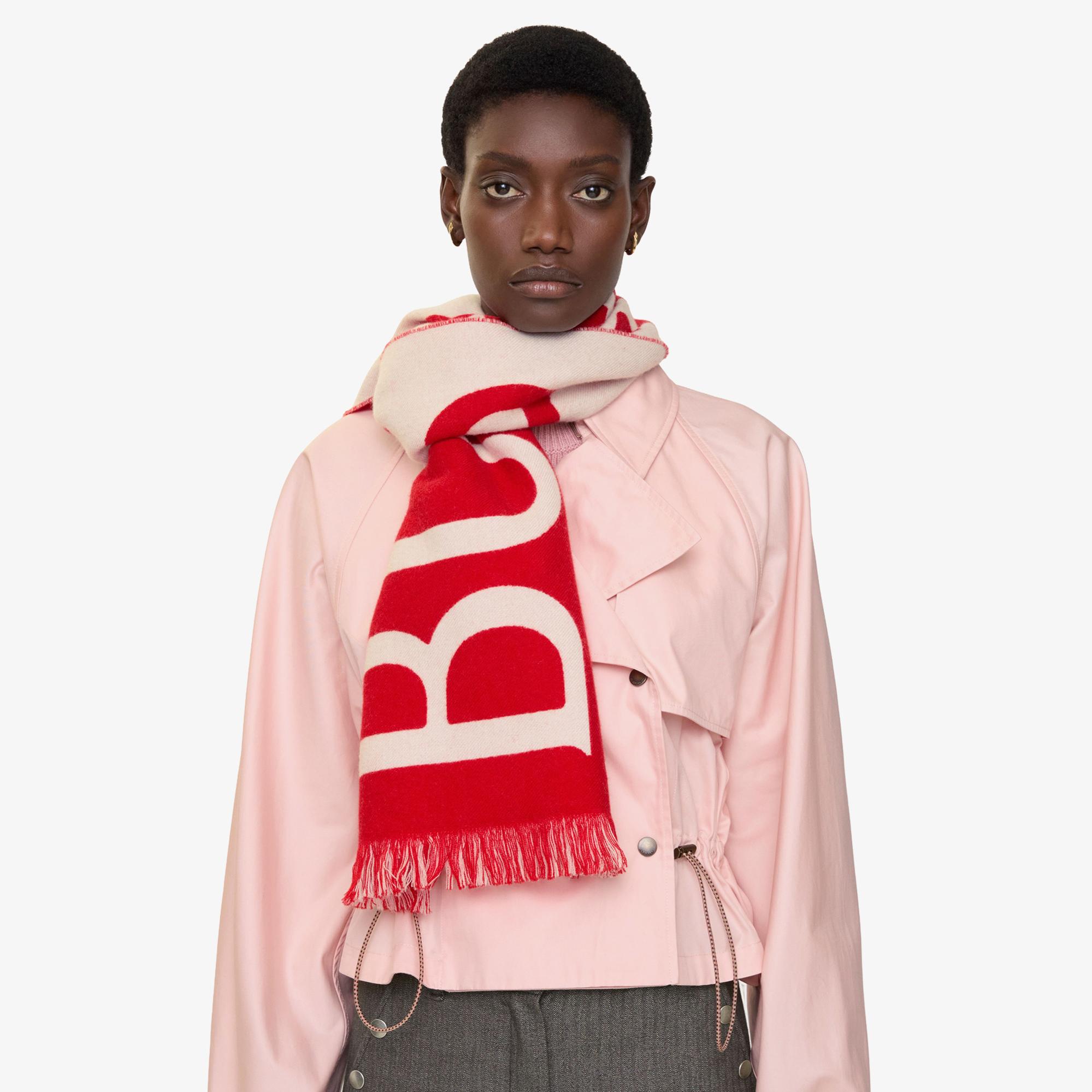 Burberry Text Logo Wool Kadın Kırmızı Atkı