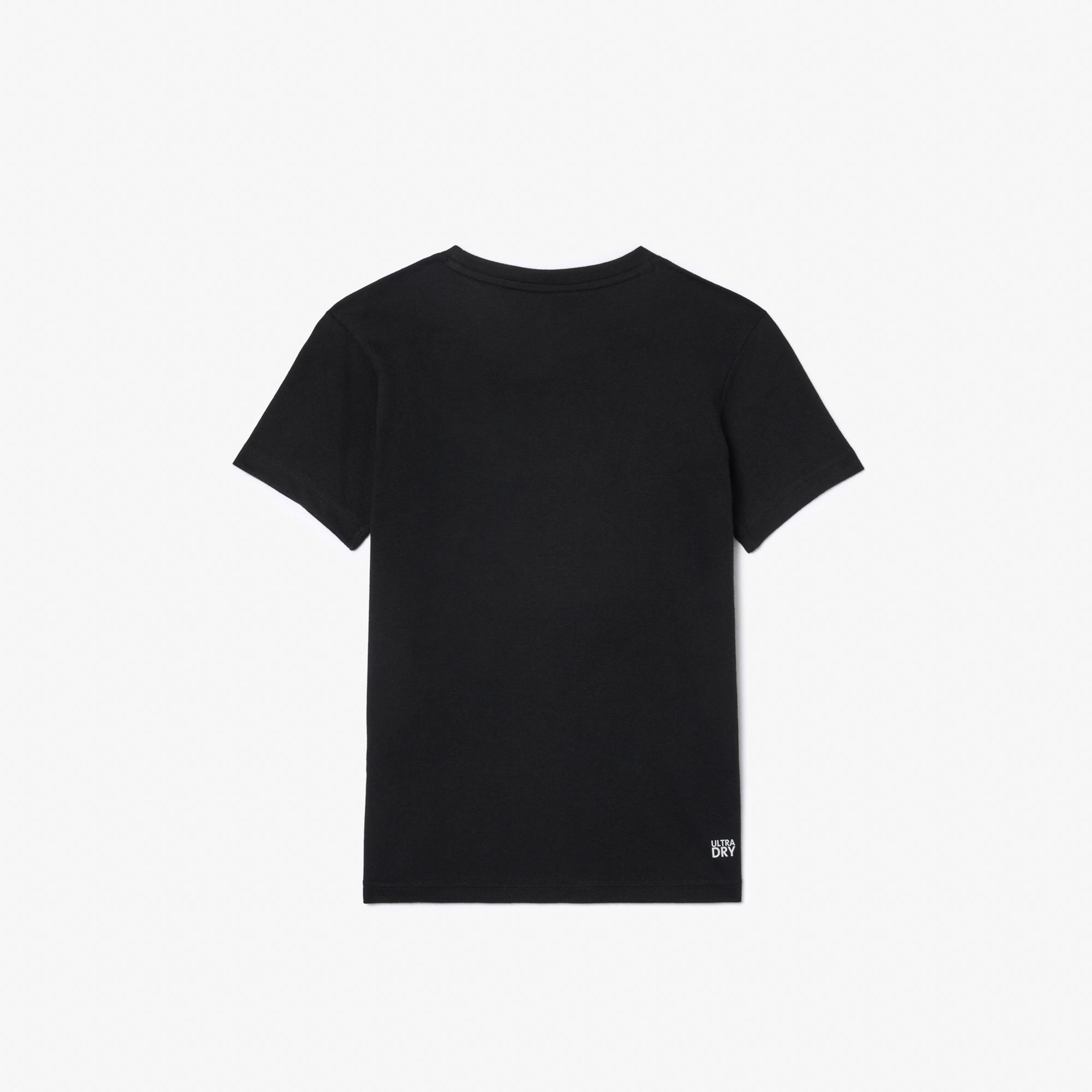 Lacoste Erkek Çocuk Bisiklet Yaka Baskılı Siyah T-Shirt