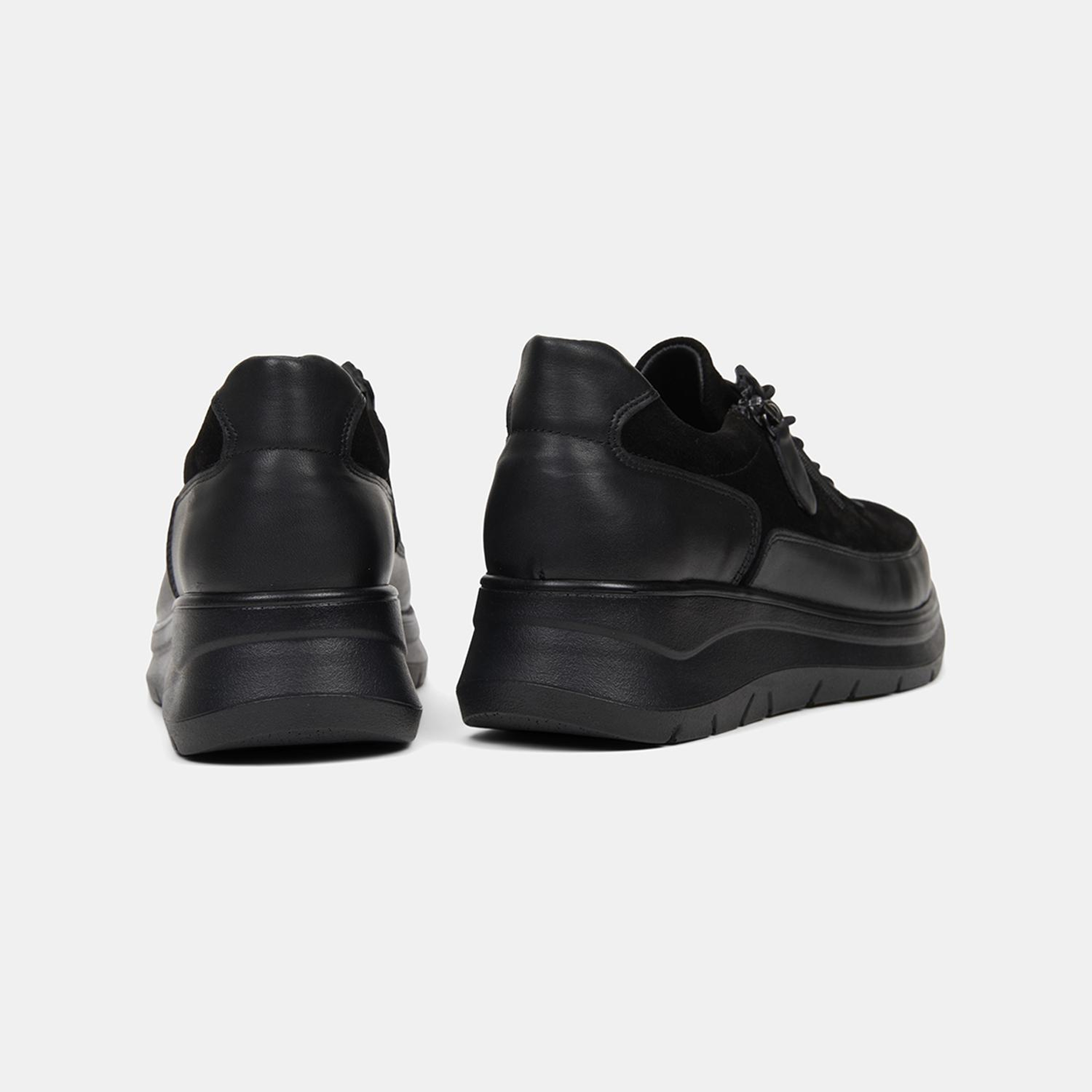 Kadın Siyah DesaComfort Fermuarlı Deri Spor Ayakkabı