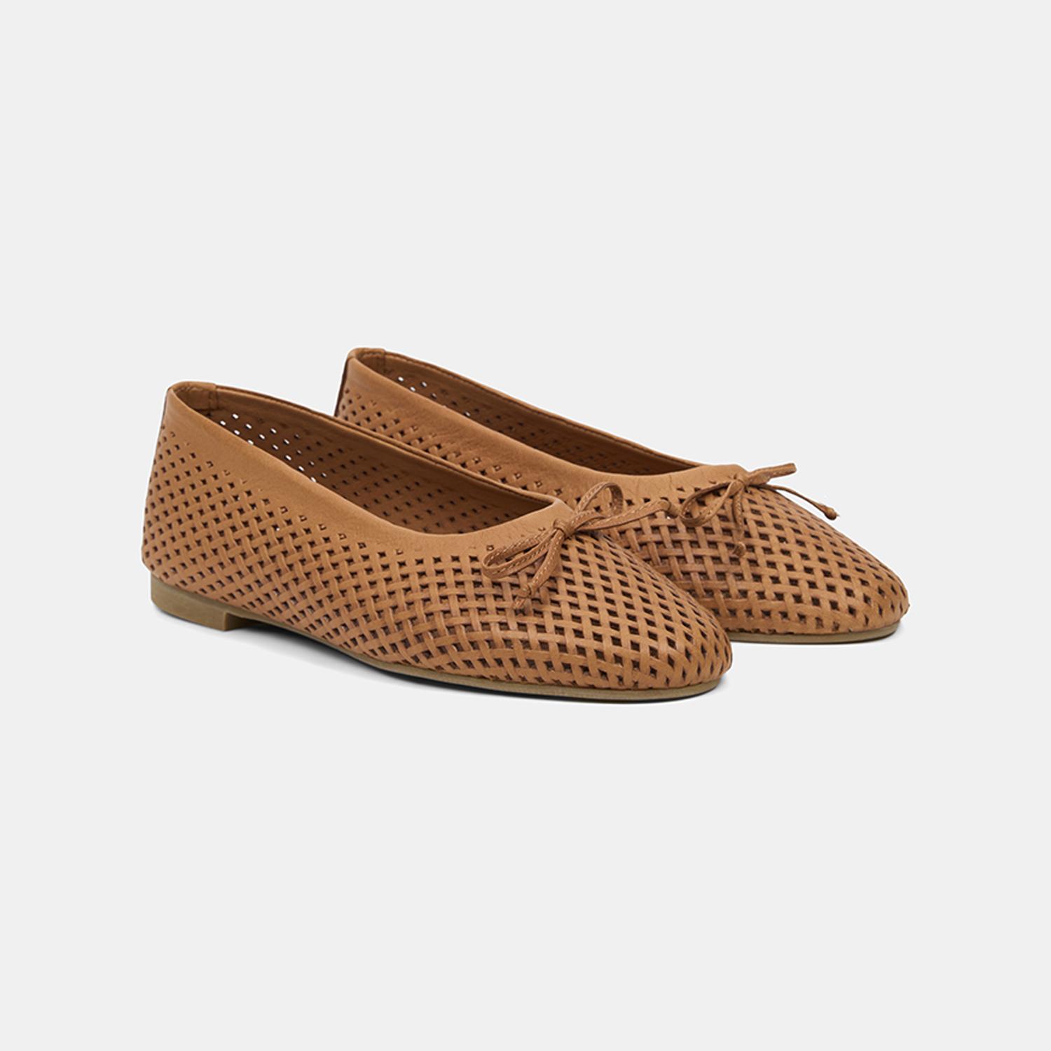 Kadın Taba Lazer Kesimli Deri Babet