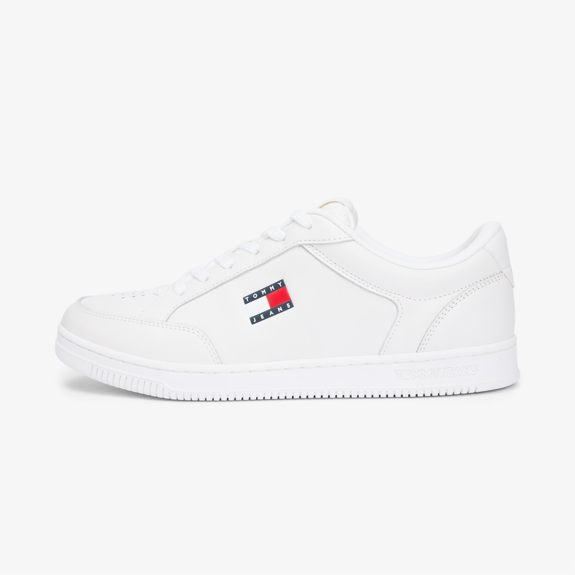 Tommy Hilfiger Jeans Cupsole Long Lace Leather Erkek Beyaz Spor Ayakkabı & Sneaker