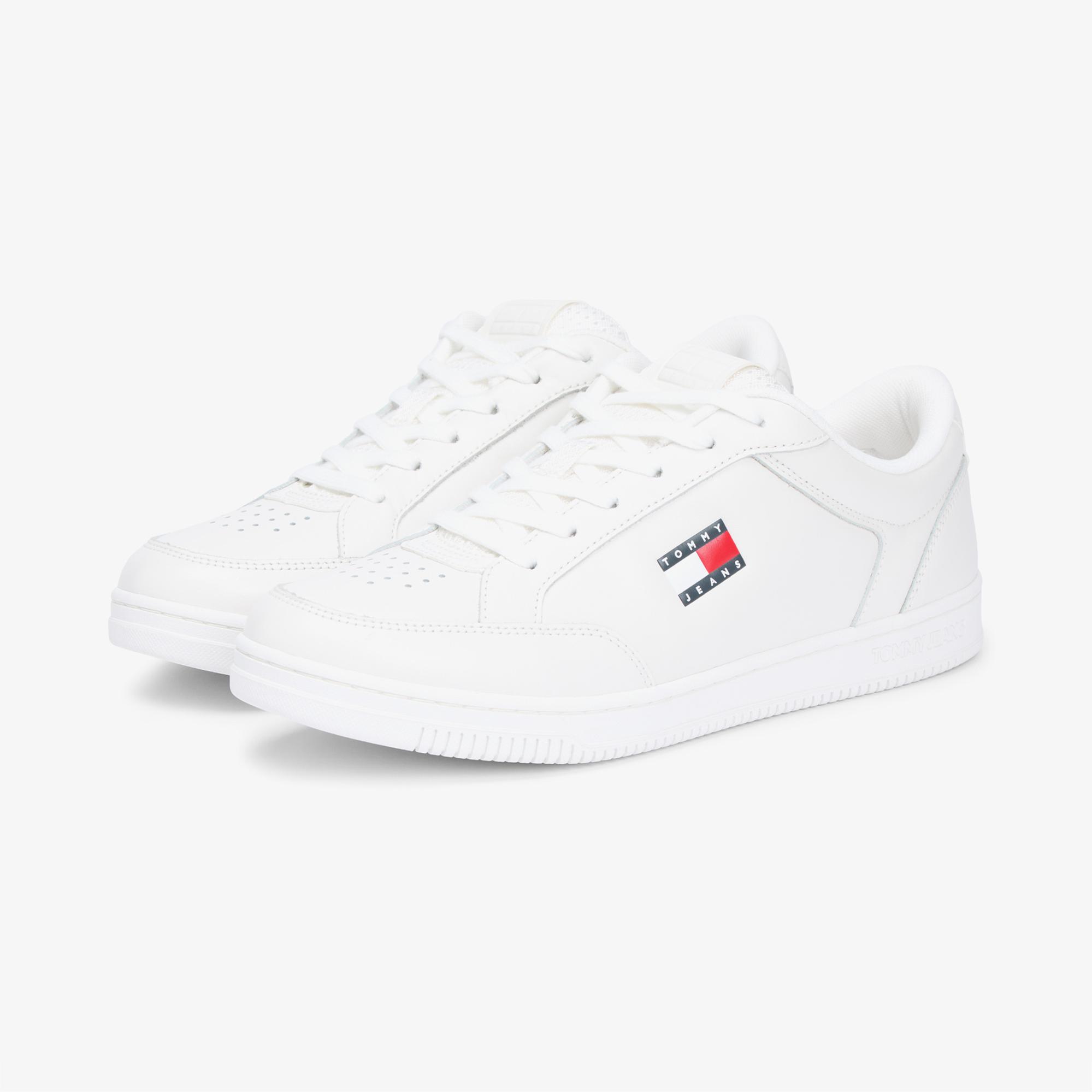 Tommy Hilfiger Jeans Cupsole Long Lace Leather Erkek Beyaz Spor Ayakkabı & Sneaker