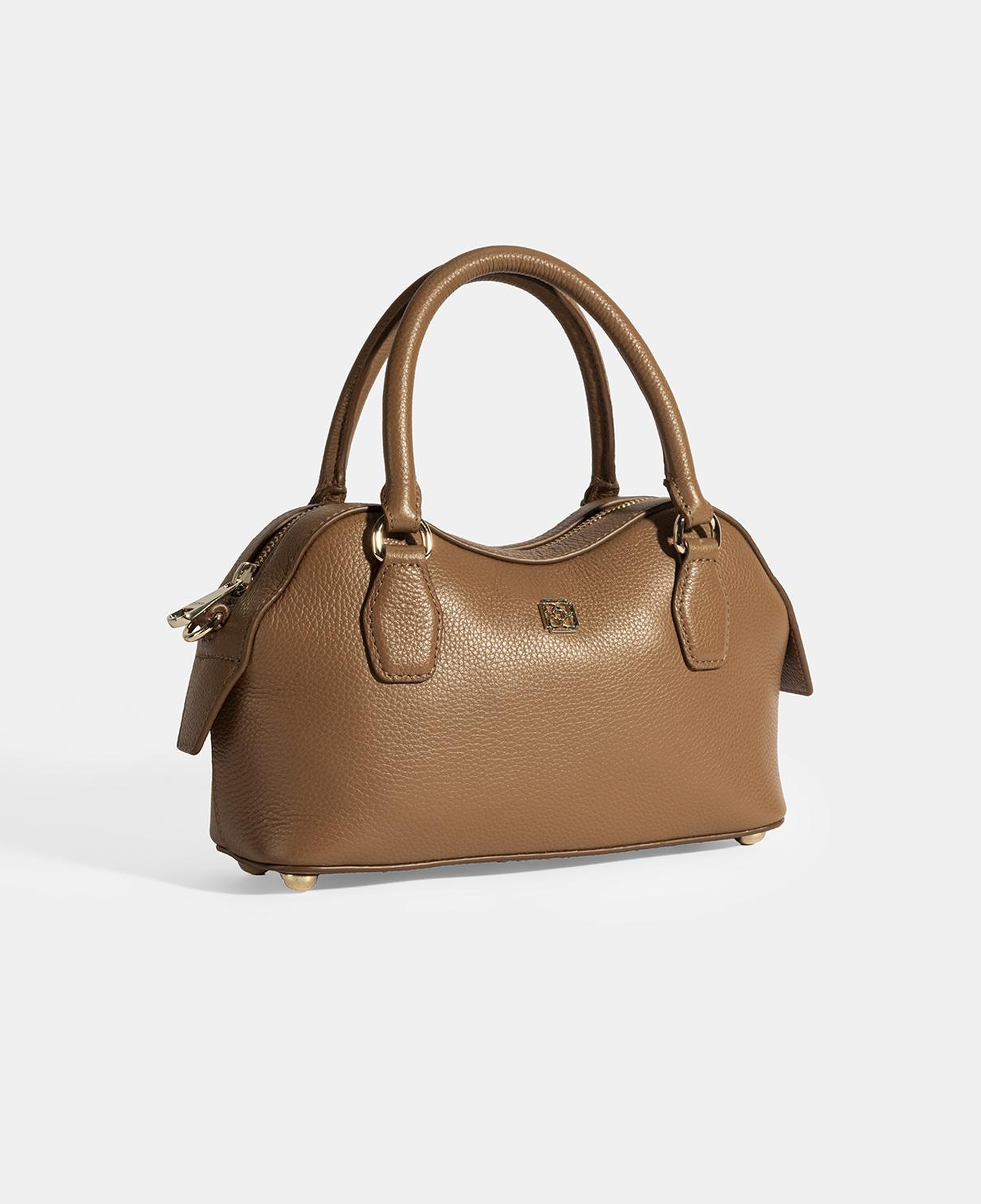 Kadın Taba Deri Çanta Aksesuarlı Mini El Çantası