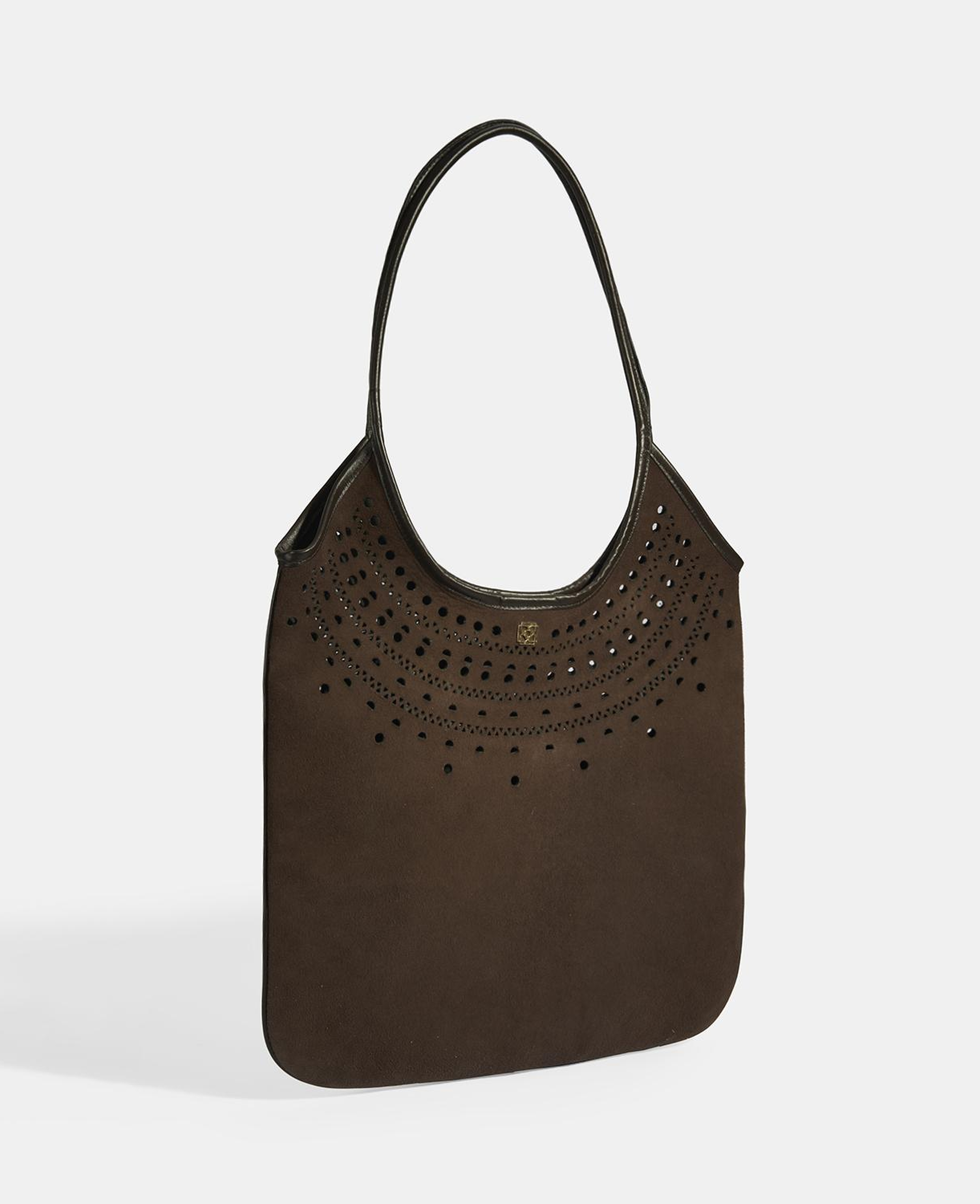 Kadın Kahve Perforeli Süet Omuz Çantası