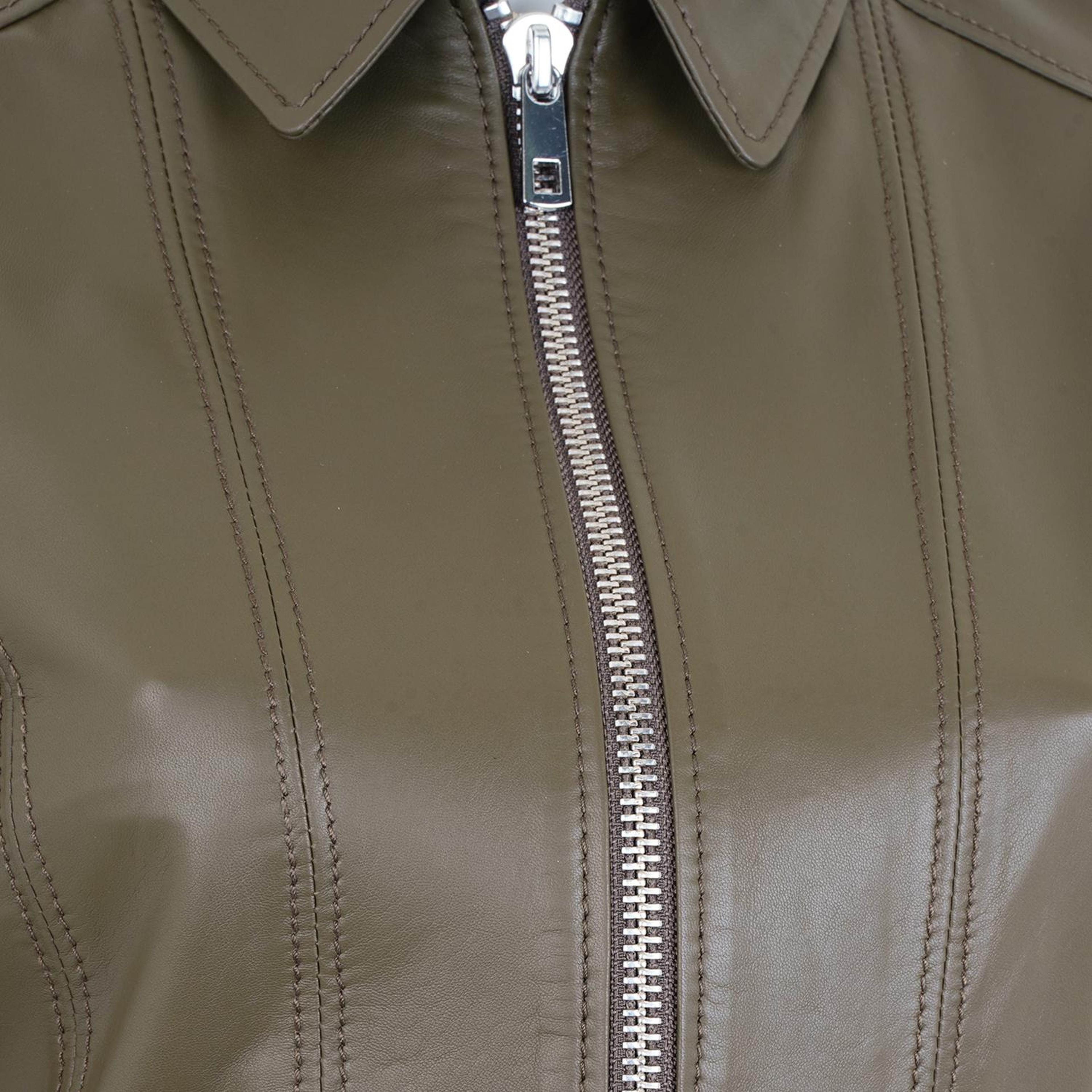 Adelie Haki Kadın Deri Mont