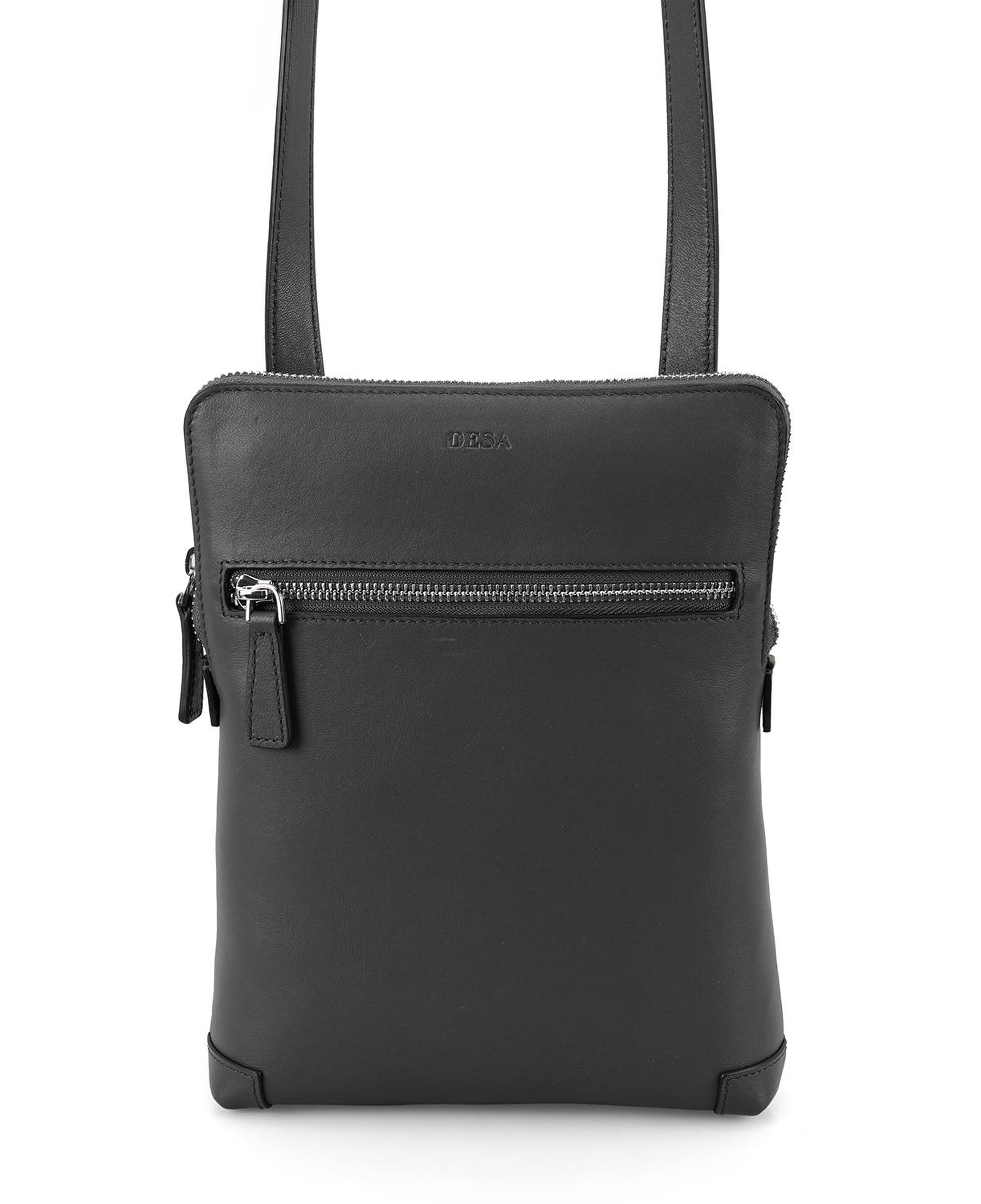 Pranav Siyah Erkek Deri Postacı Çantası