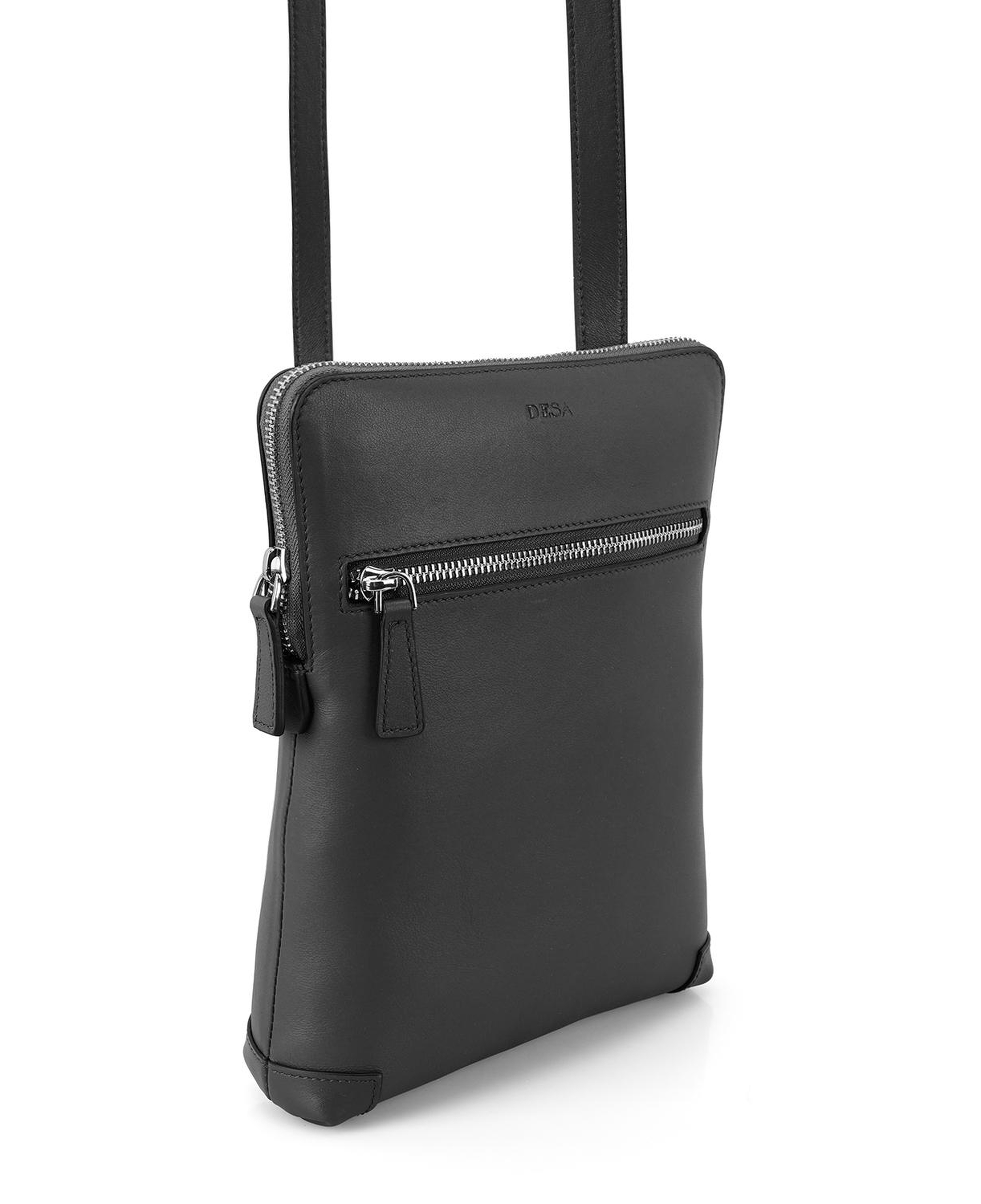 Pranav Siyah Erkek Deri Postacı Çantası