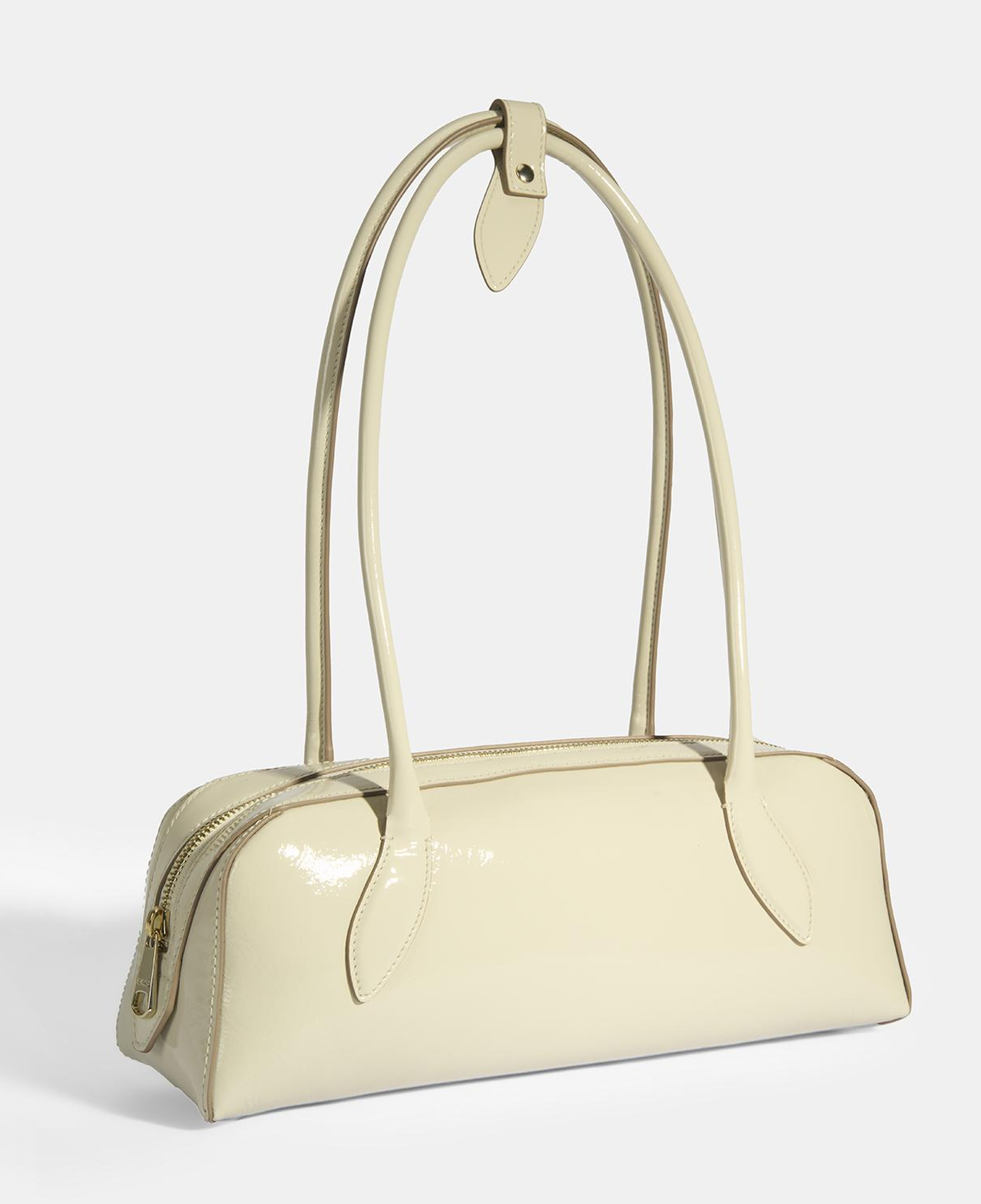 Limited Edition Bej Kadın Yaprak Detaylı Deri Omuz Çantası