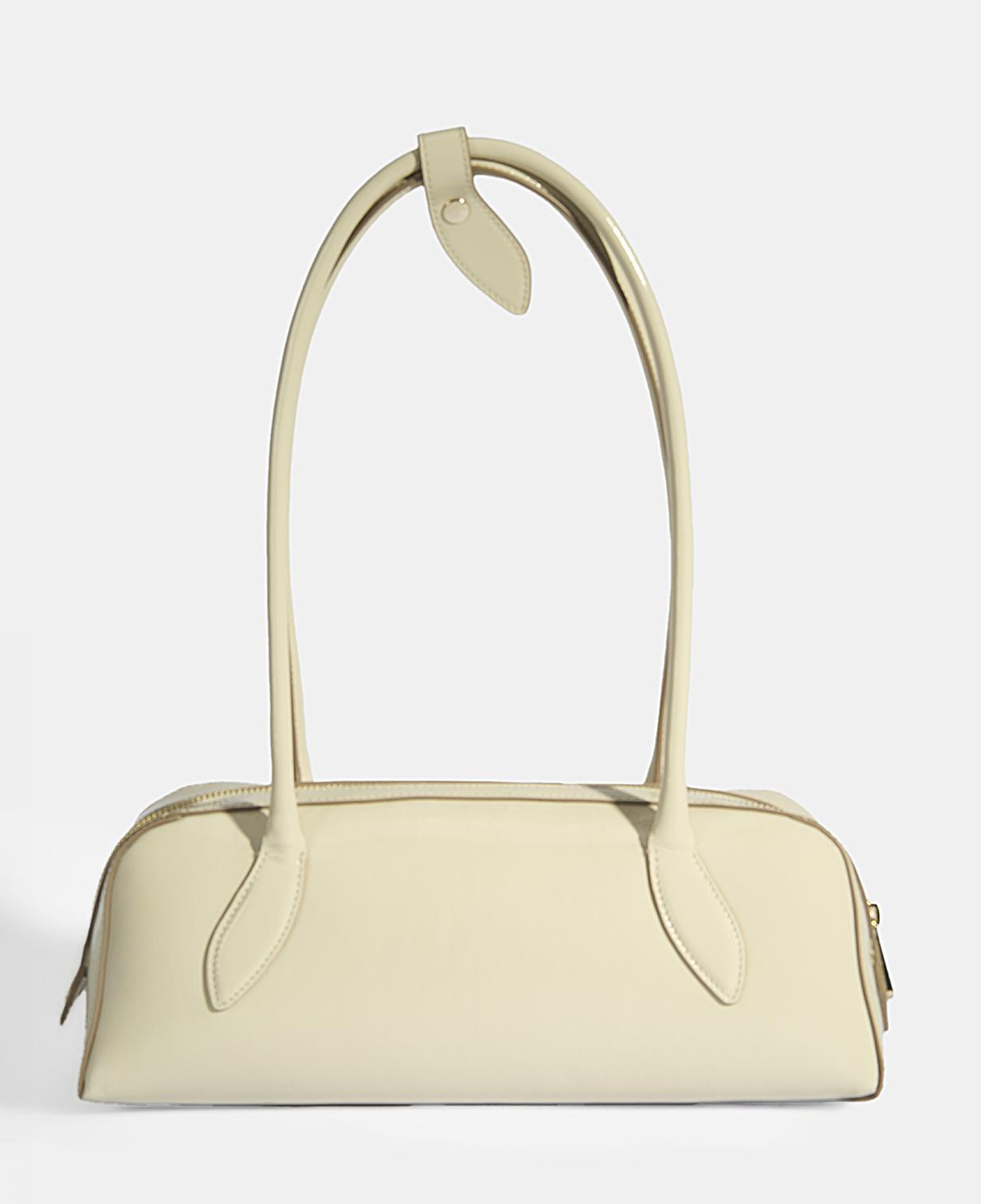 Limited Edition Bej Kadın Yaprak Detaylı Deri Omuz Çantası