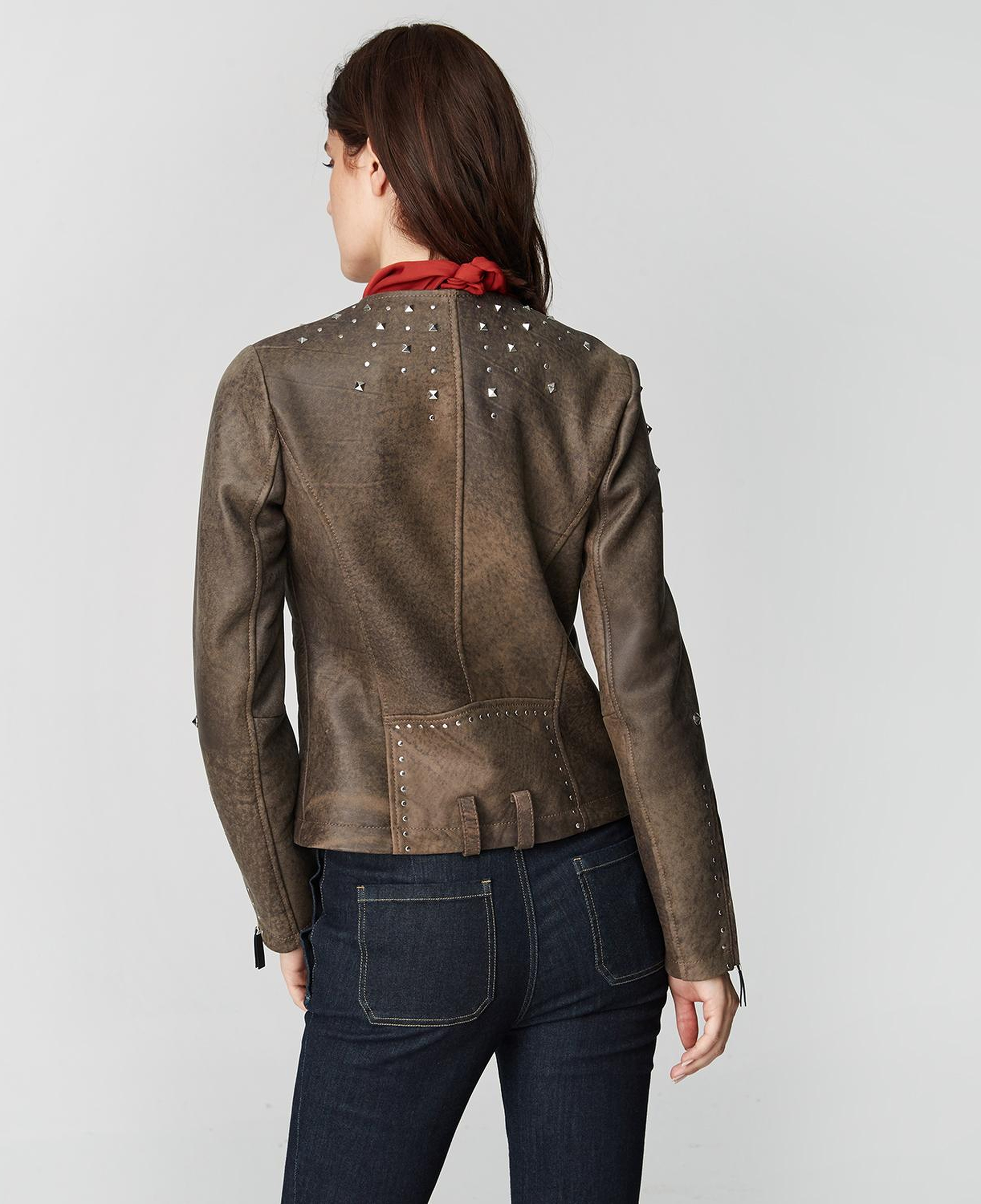 Kahve Breezy Kadın Troklu Deri Mont