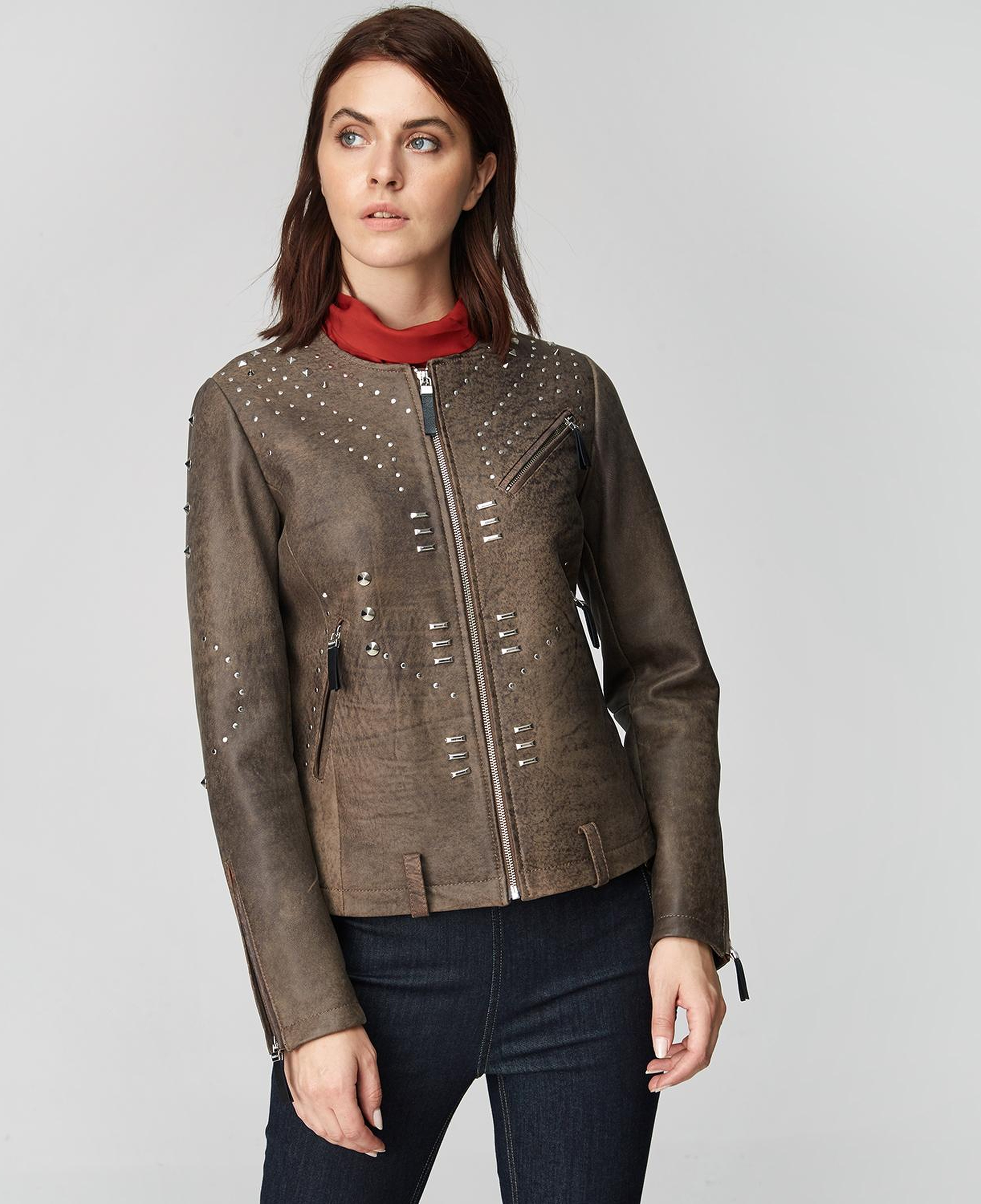 Kahve Breezy Kadın Troklu Deri Mont