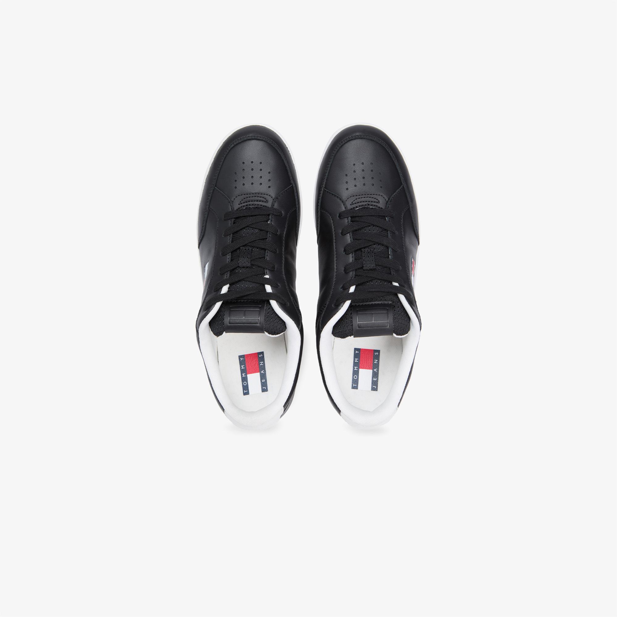 Tommy Hilfiger Cupsole Deri Erkek Siyah Spor Ayakkabı