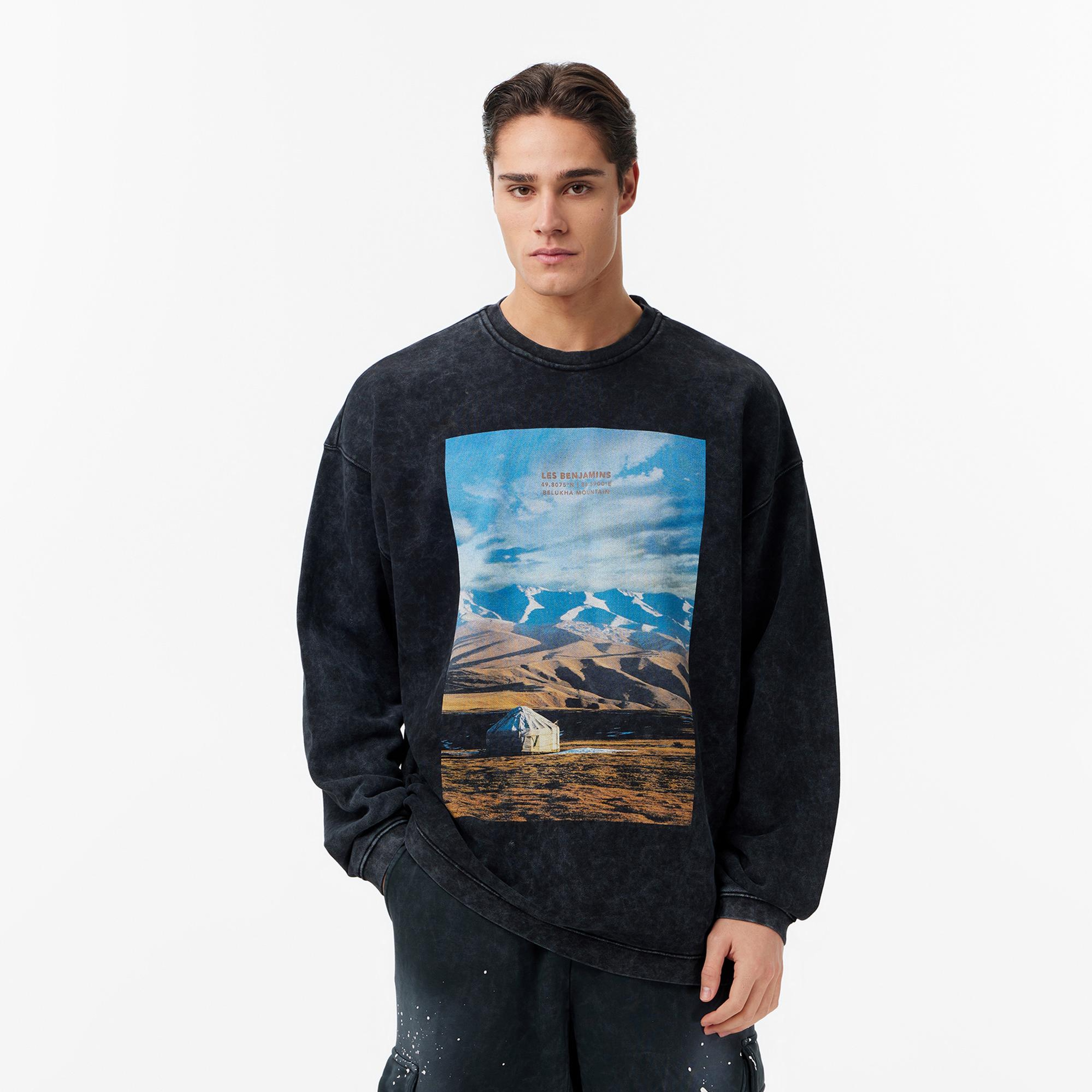 Les Benjamins Regular Fit Erkek Siyah Sweatshirt