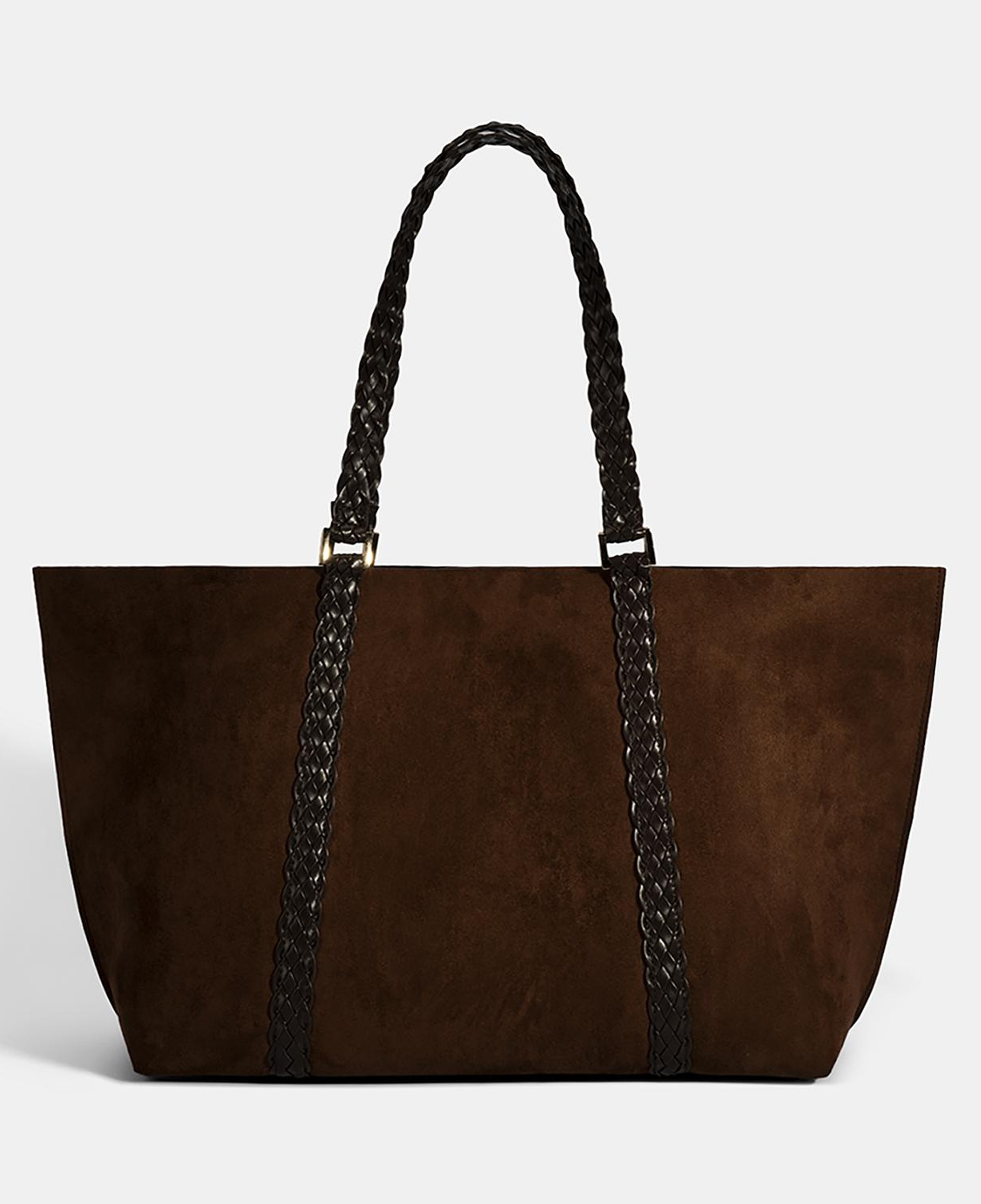 Kadın Kahve Örgü Desenli Omuz Çantası