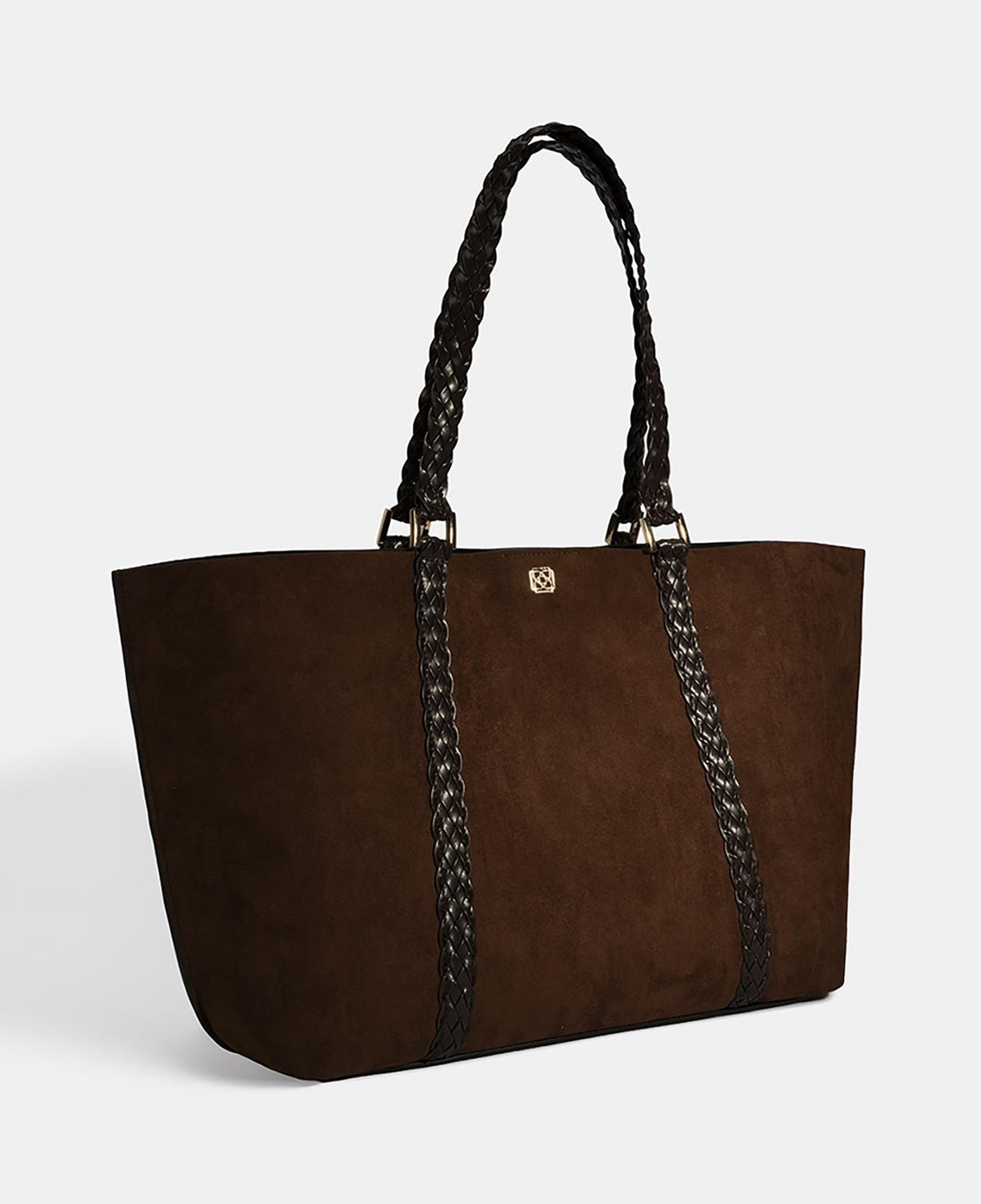 Kadın Kahve Örgü Desenli Omuz Çantası