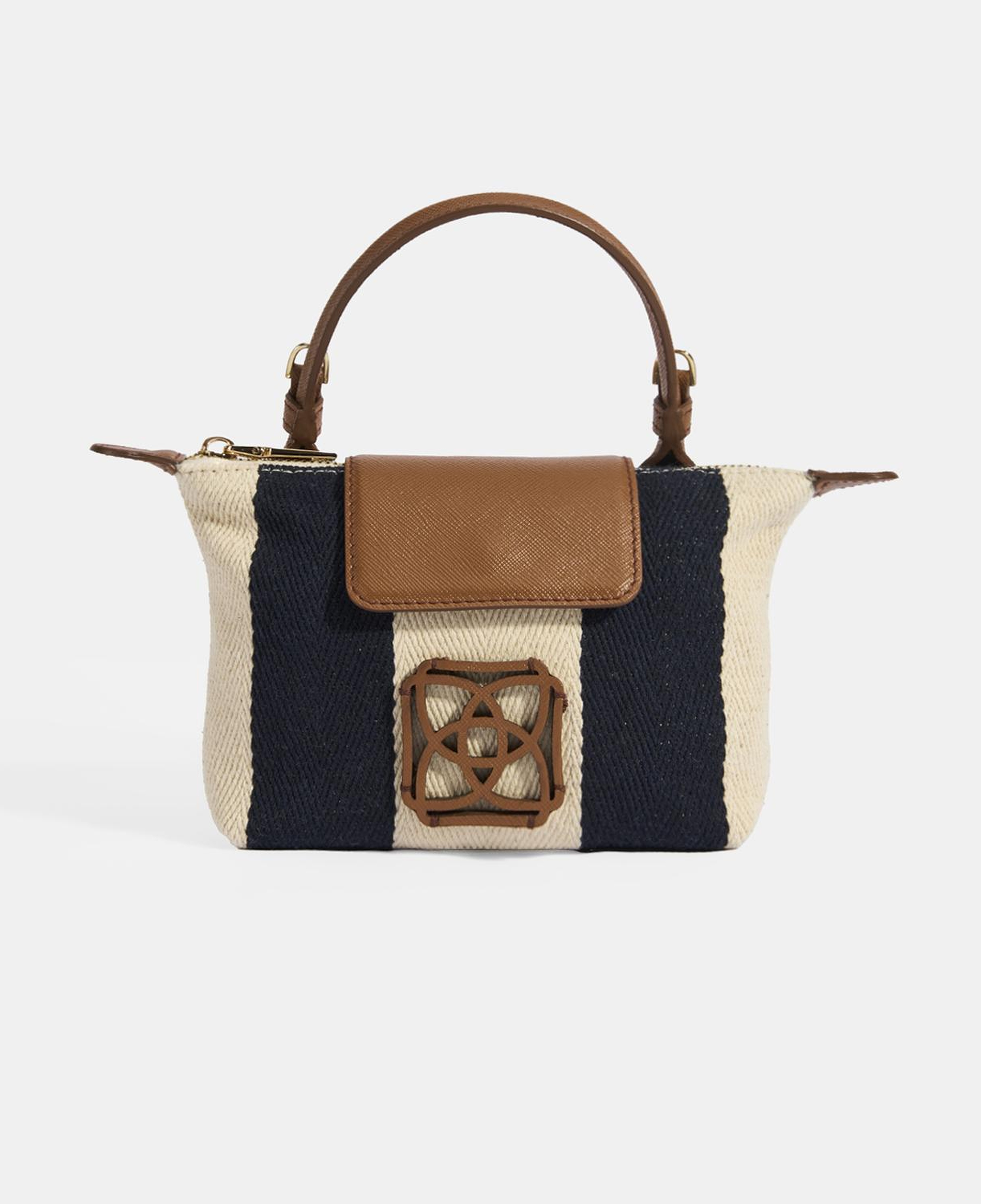 Kadın Monogram Logolu Lacivert Çizgili Kumaş El Çantası