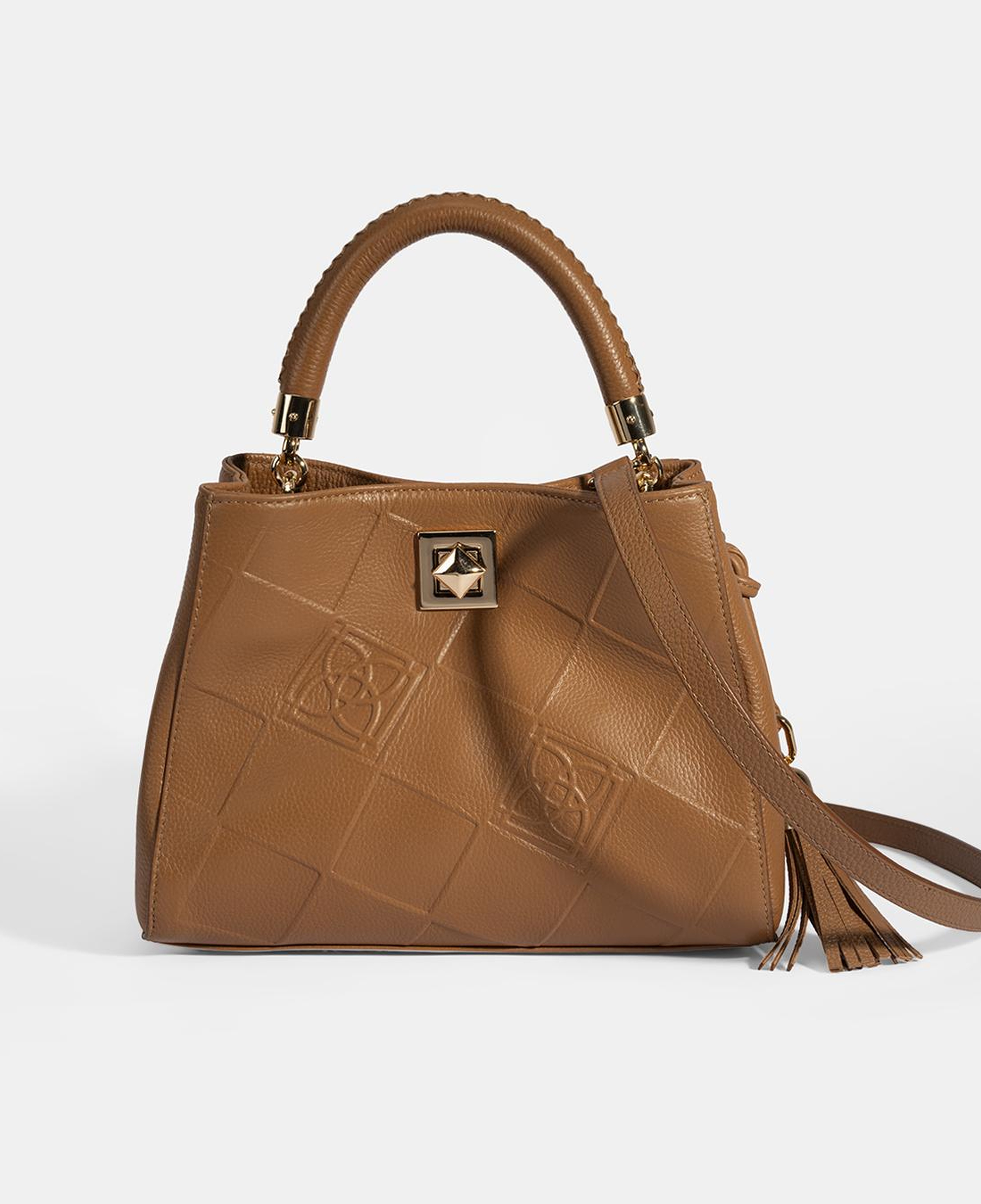 Kadın Kahve Püskül Aksesuarlı Deri El Çantası