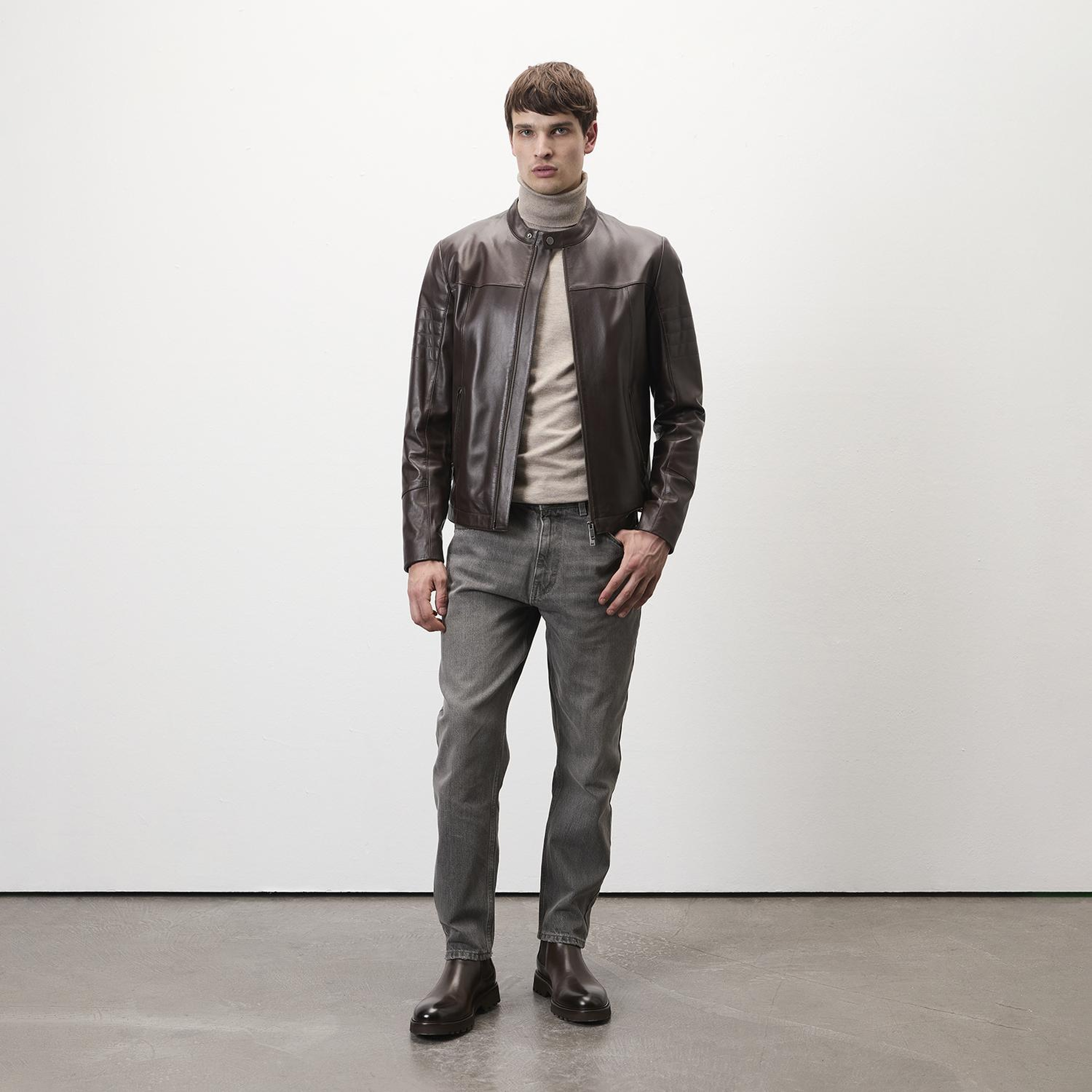 Jason Kahve Erkek Deri Mont