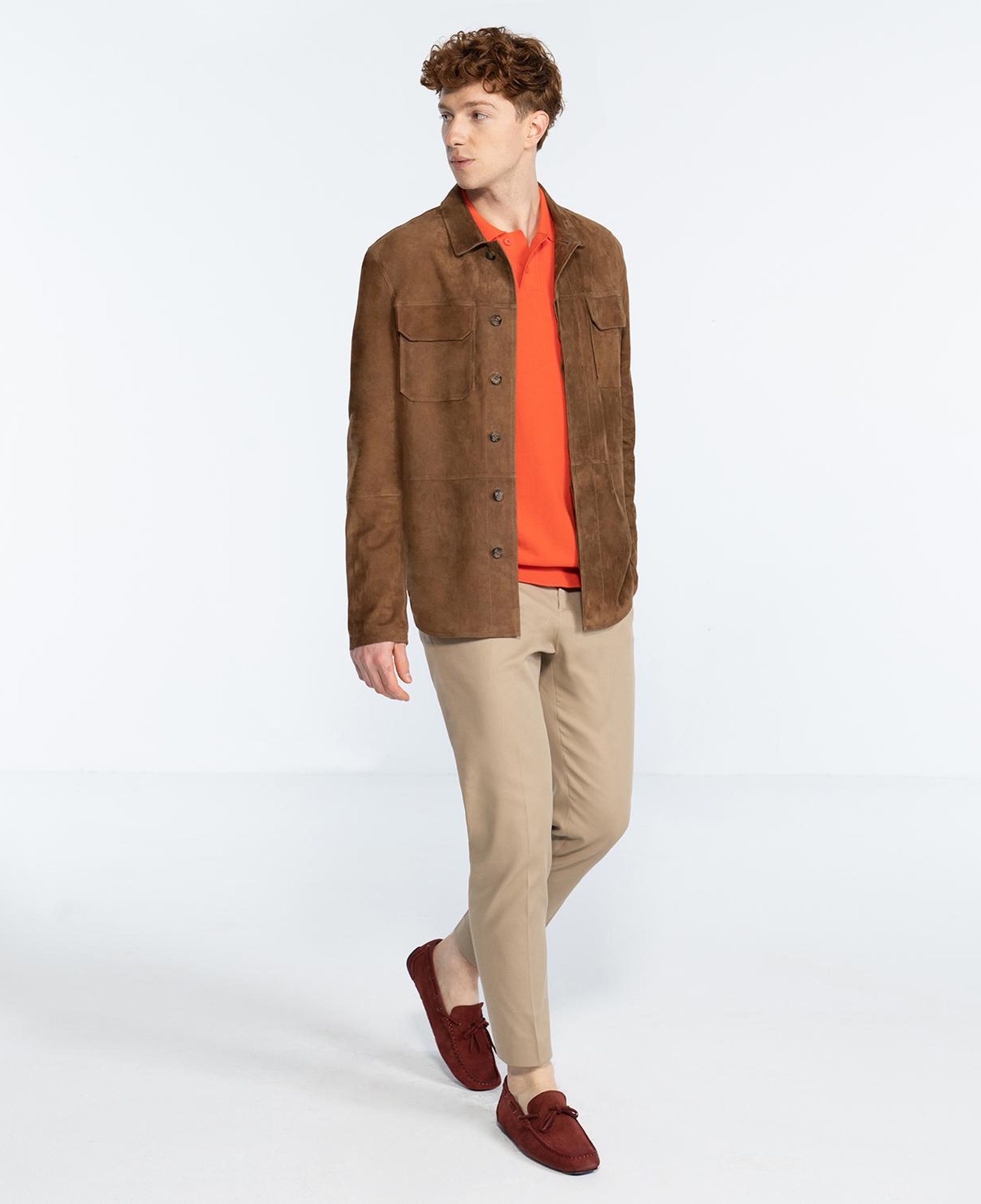 Saverio Erkek Kahve Süet Deri Gömlek