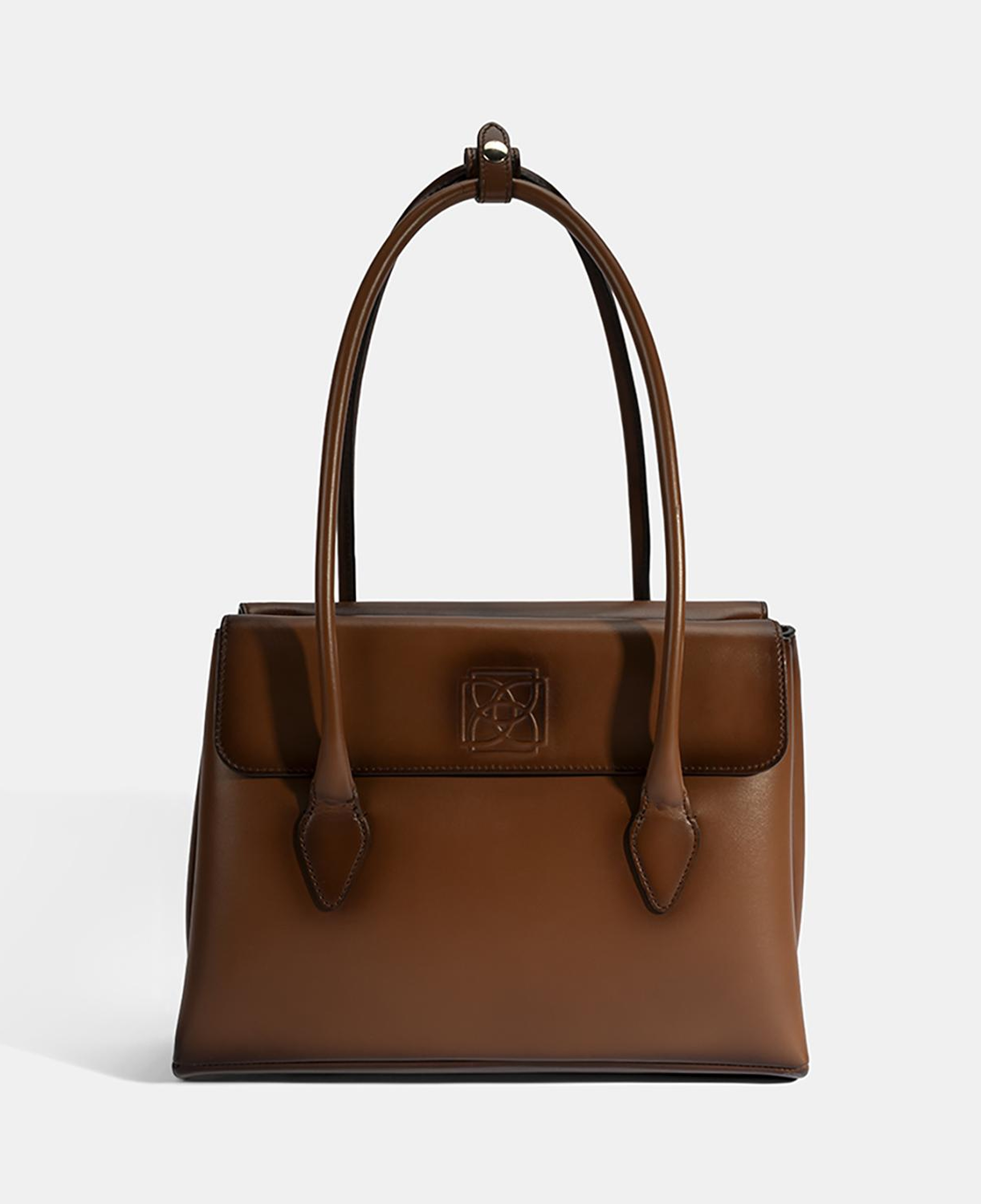 Kadın Taba Monogram Baskılı Deri Omuz Çantası