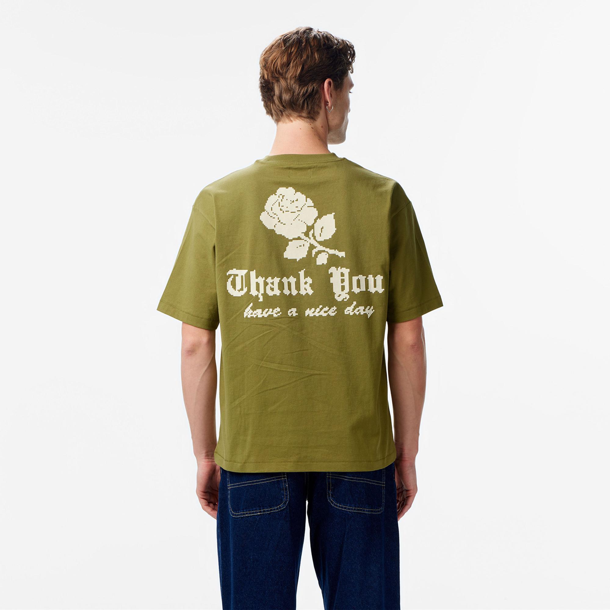Market Thank You Needlepoint Erkek Haki T-Shirt