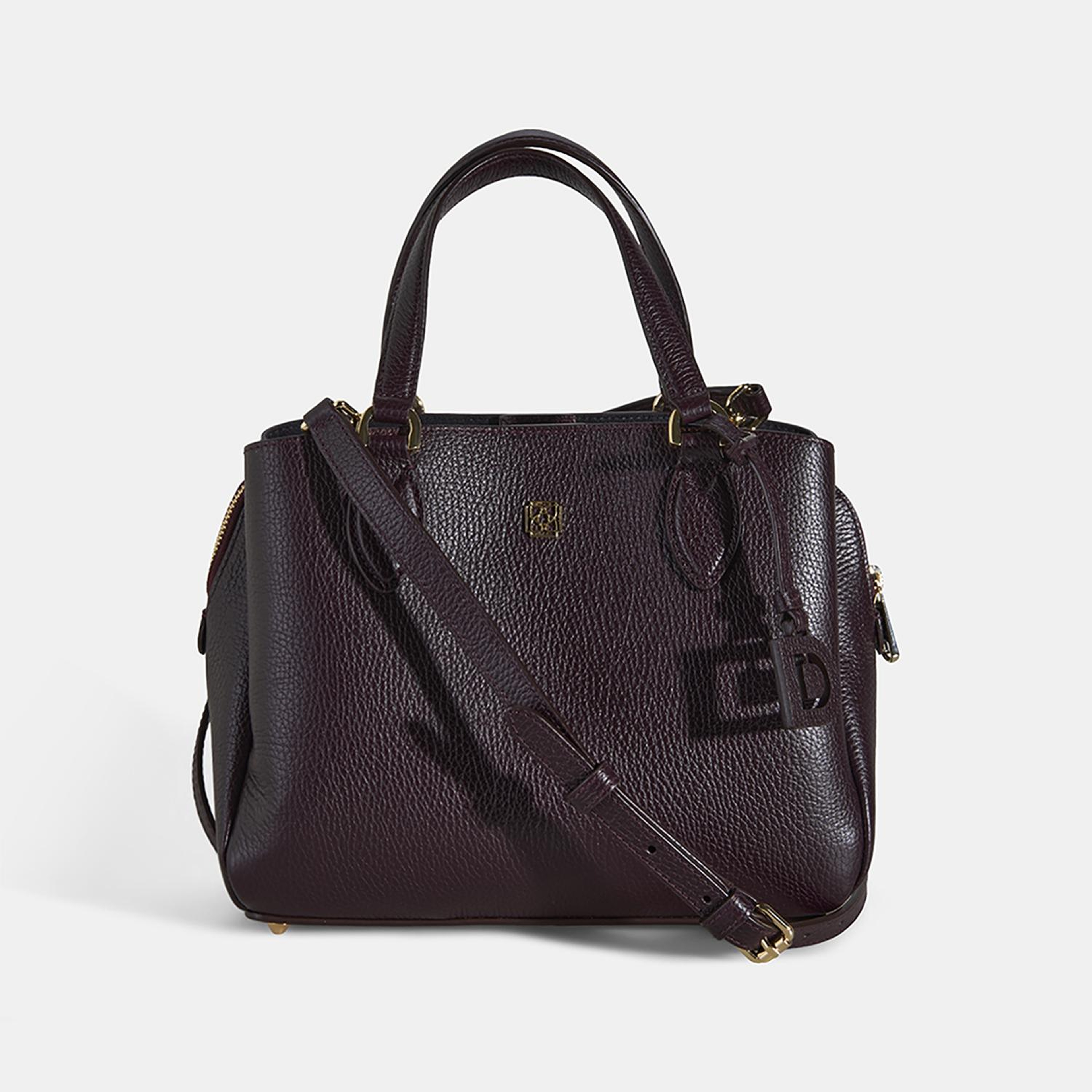 Kadın Bordo D Logolu Deri El Çantası