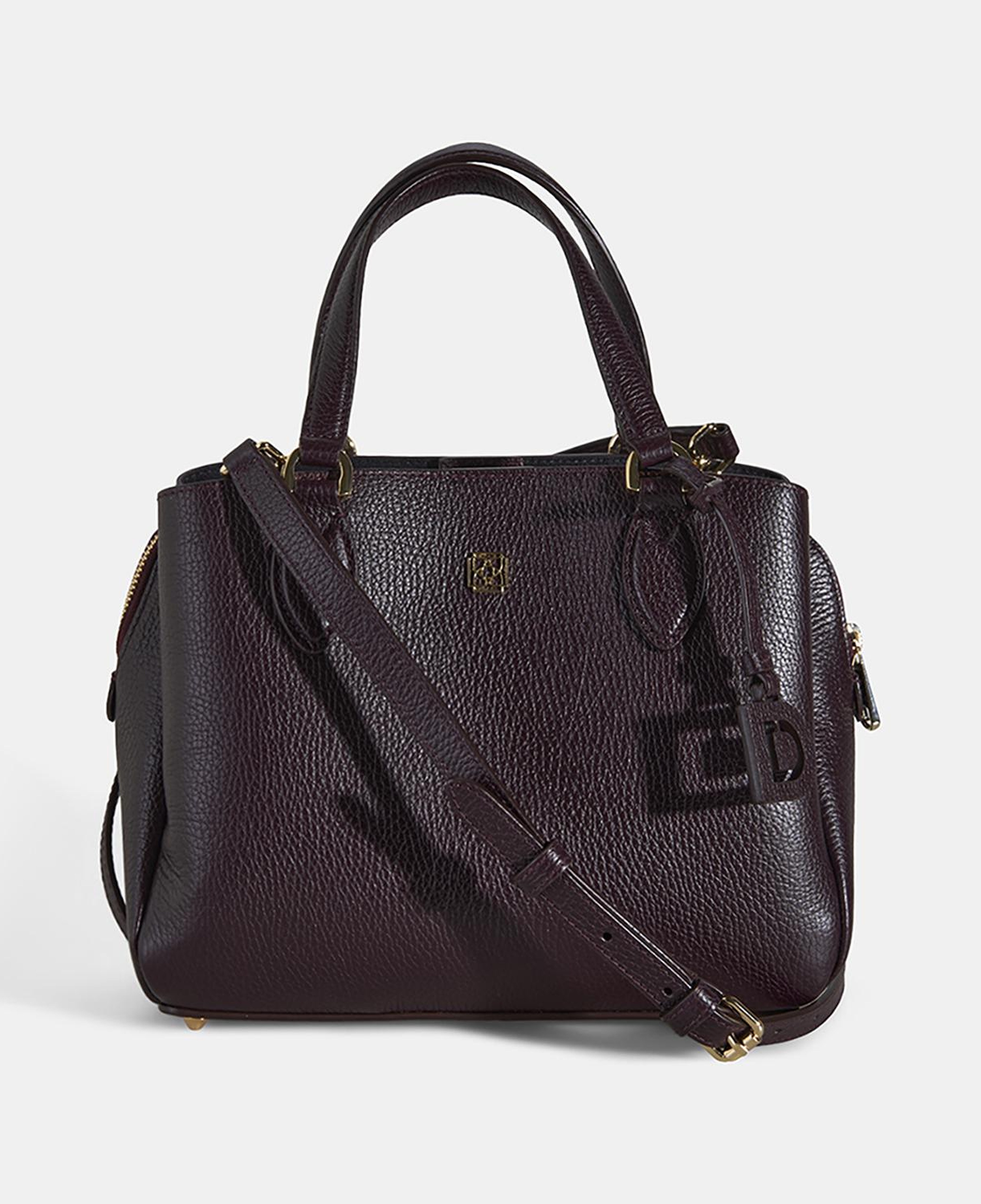 Kadın Bordo D Logolu Deri El Çantası