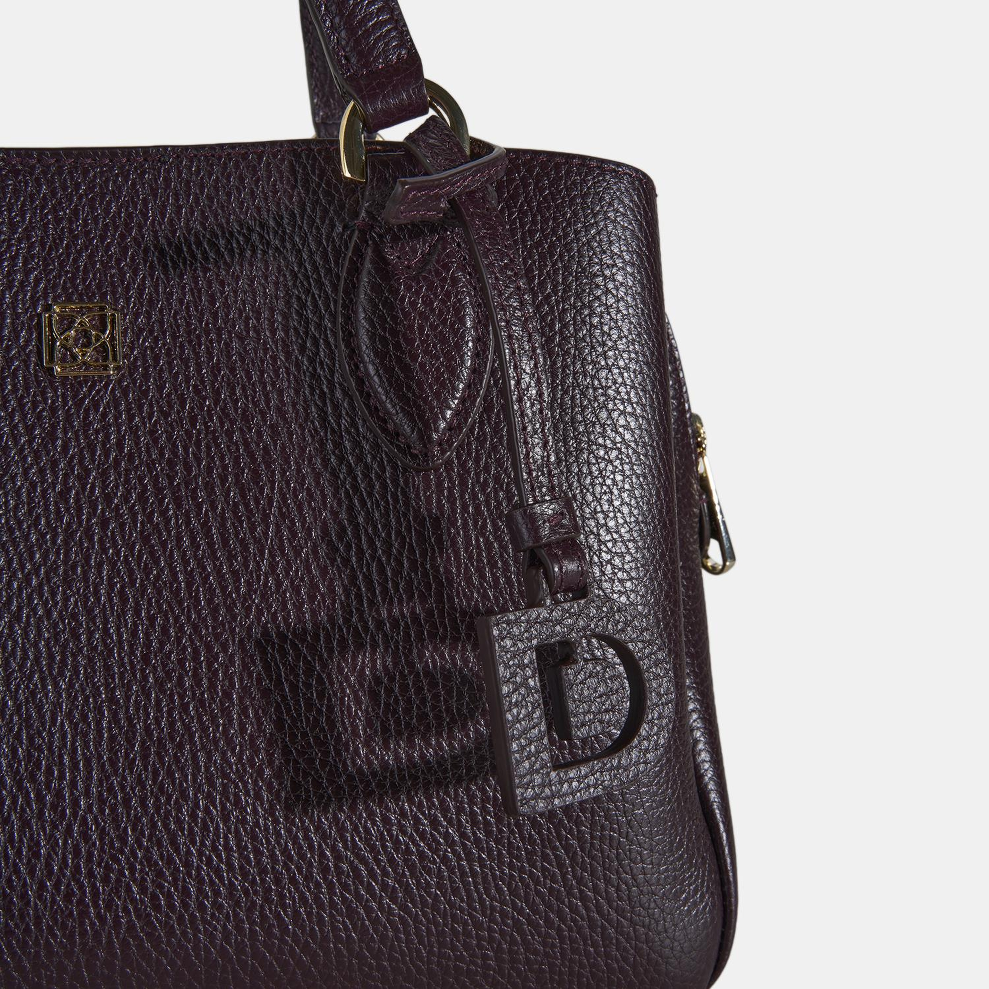 Kadın Bordo D Logolu Deri El Çantası