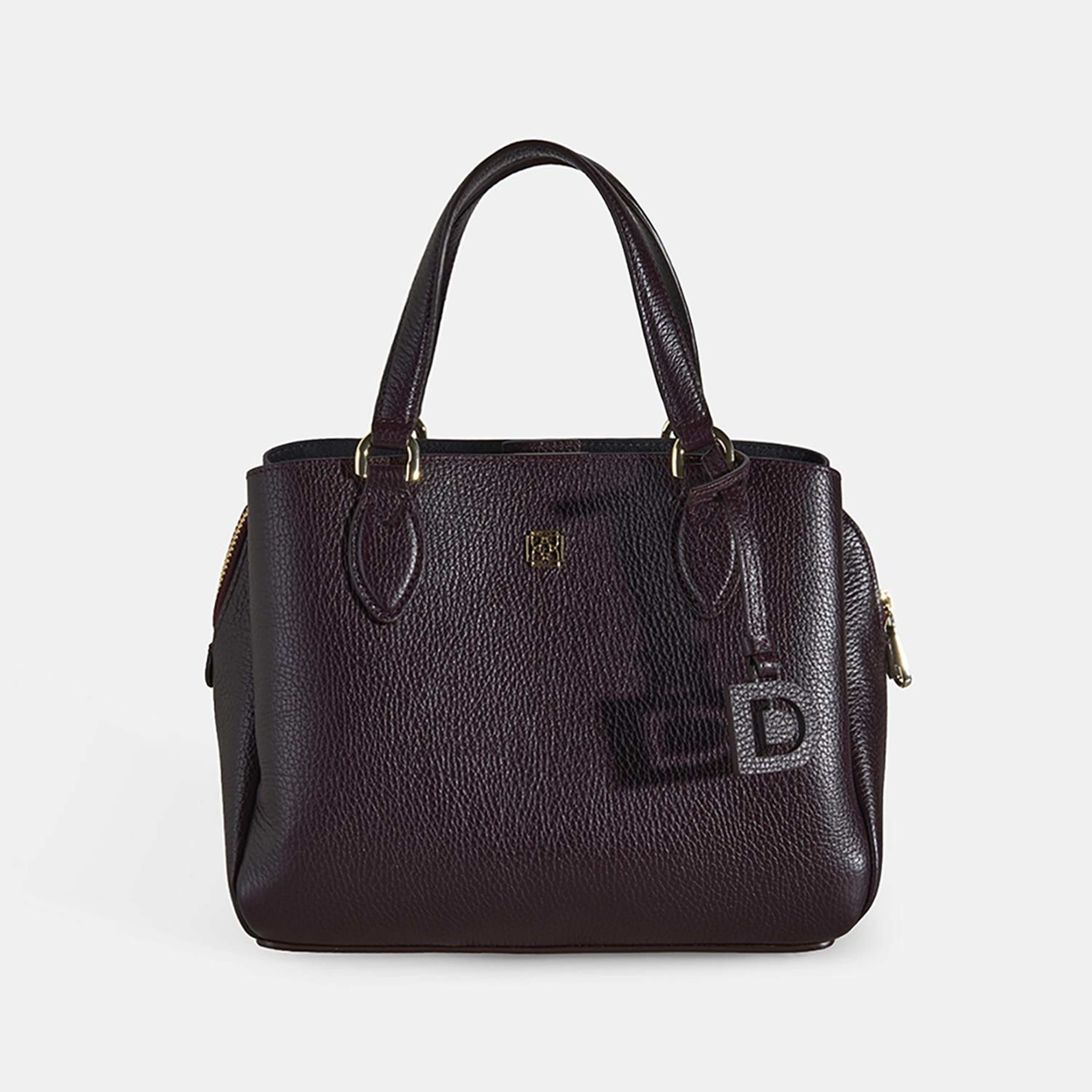 Kadın Bordo D Logolu Deri El Çantası