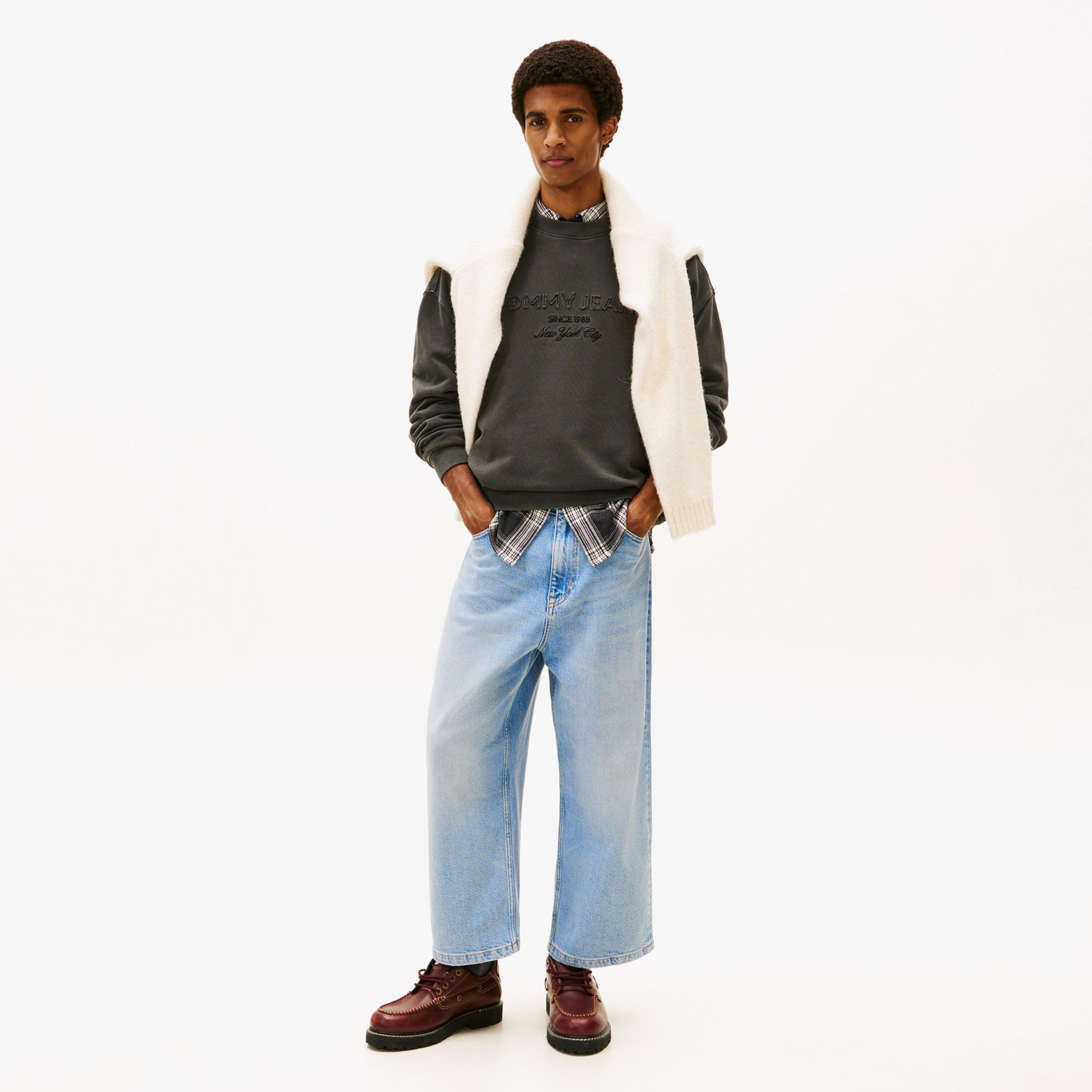 Tommy Hilfiger Jeans 90s Gmd New Classics Crew Erkek Siyah Sweatshirt