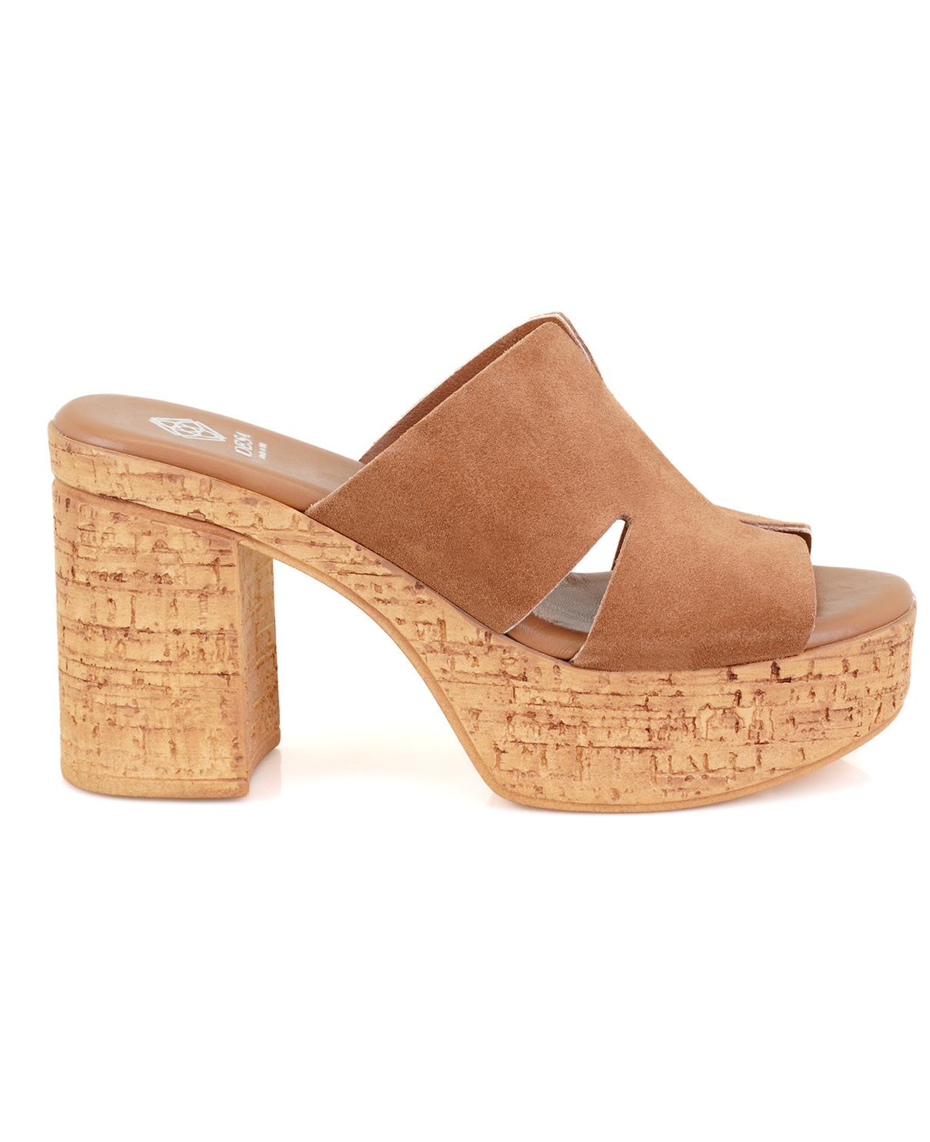 Kadın Taba Platform Topuklu Deri Terlik