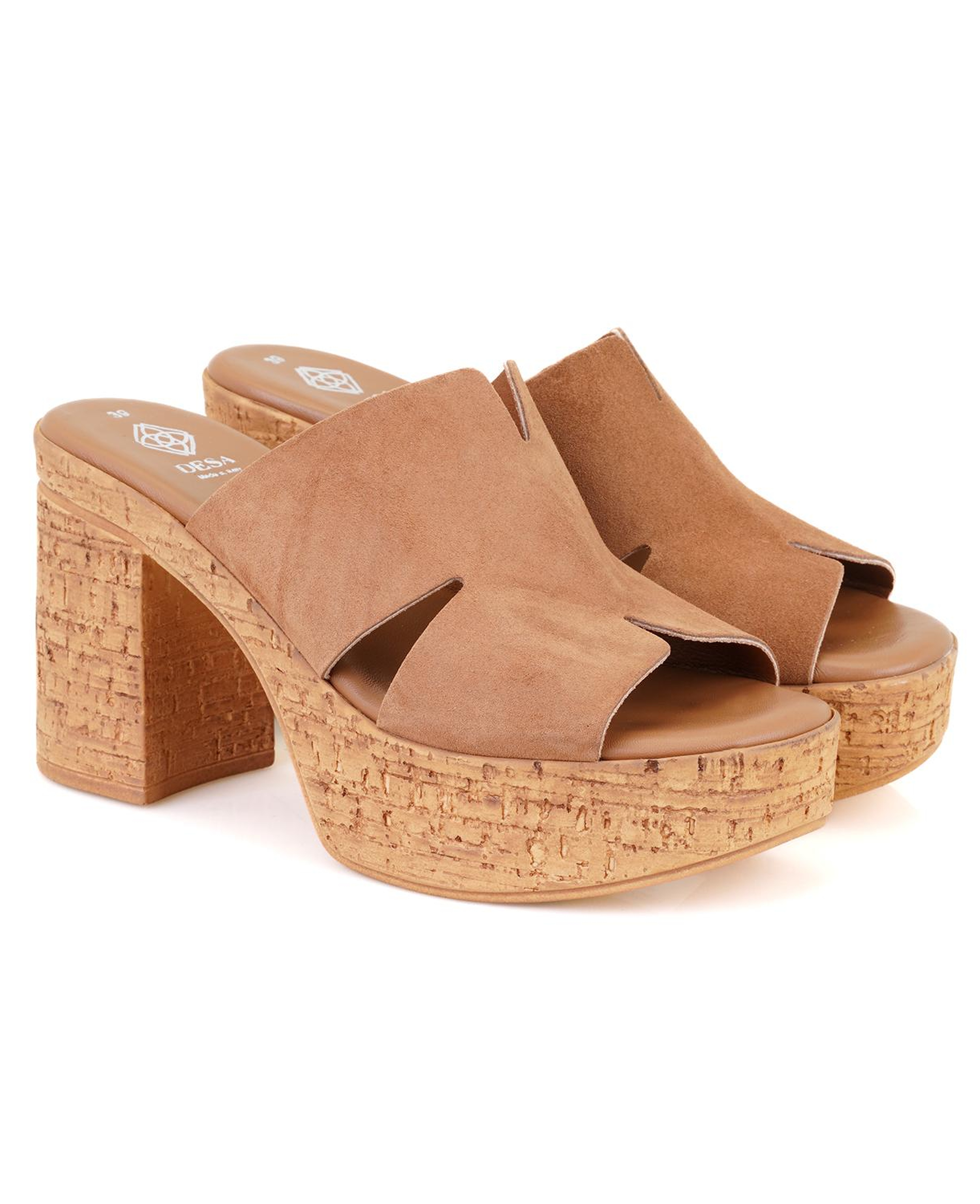 Kadın Taba Platform Topuklu Deri Terlik