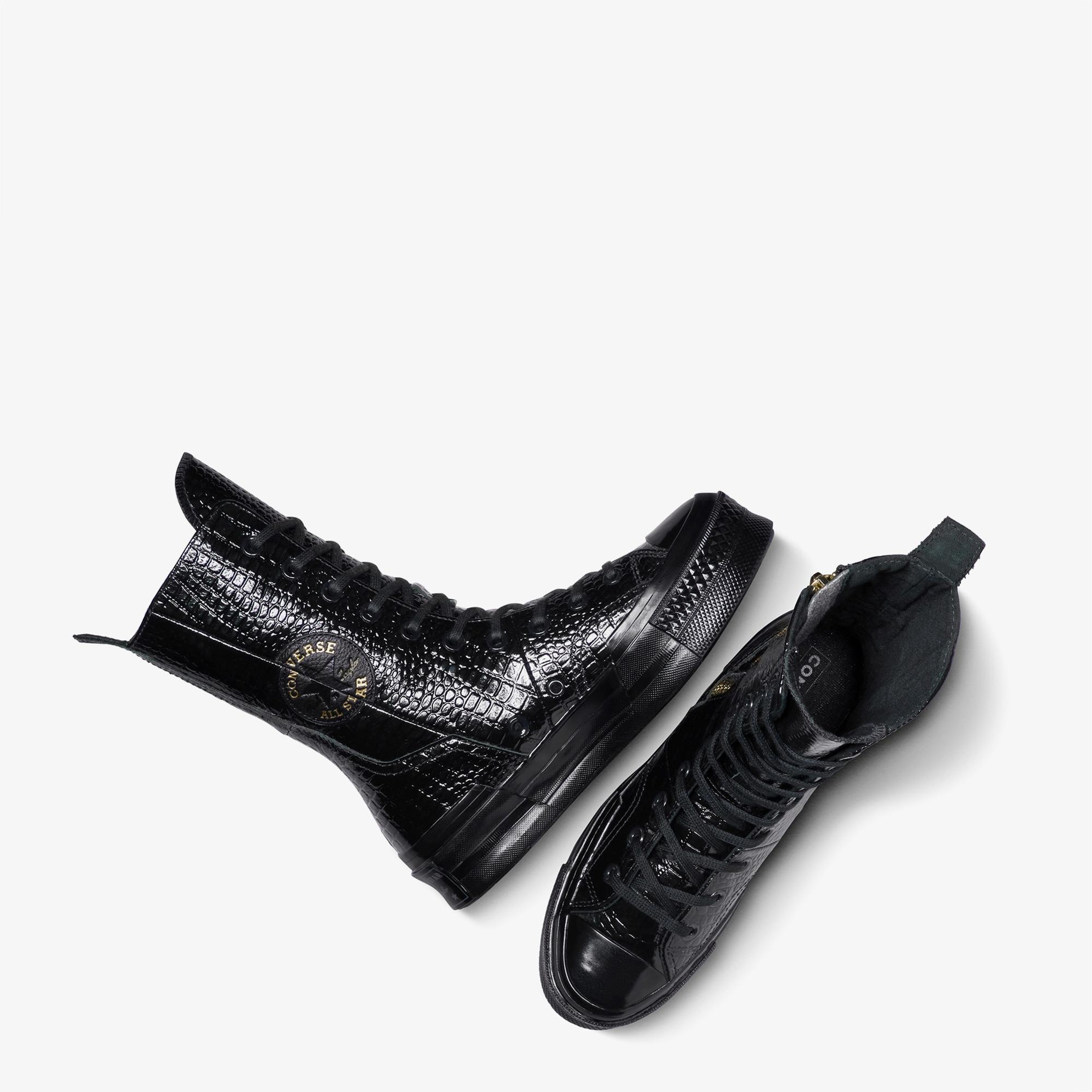 Converse Chuck 70 Plus XHi Unisex Siyah Deri Platform Sneaker