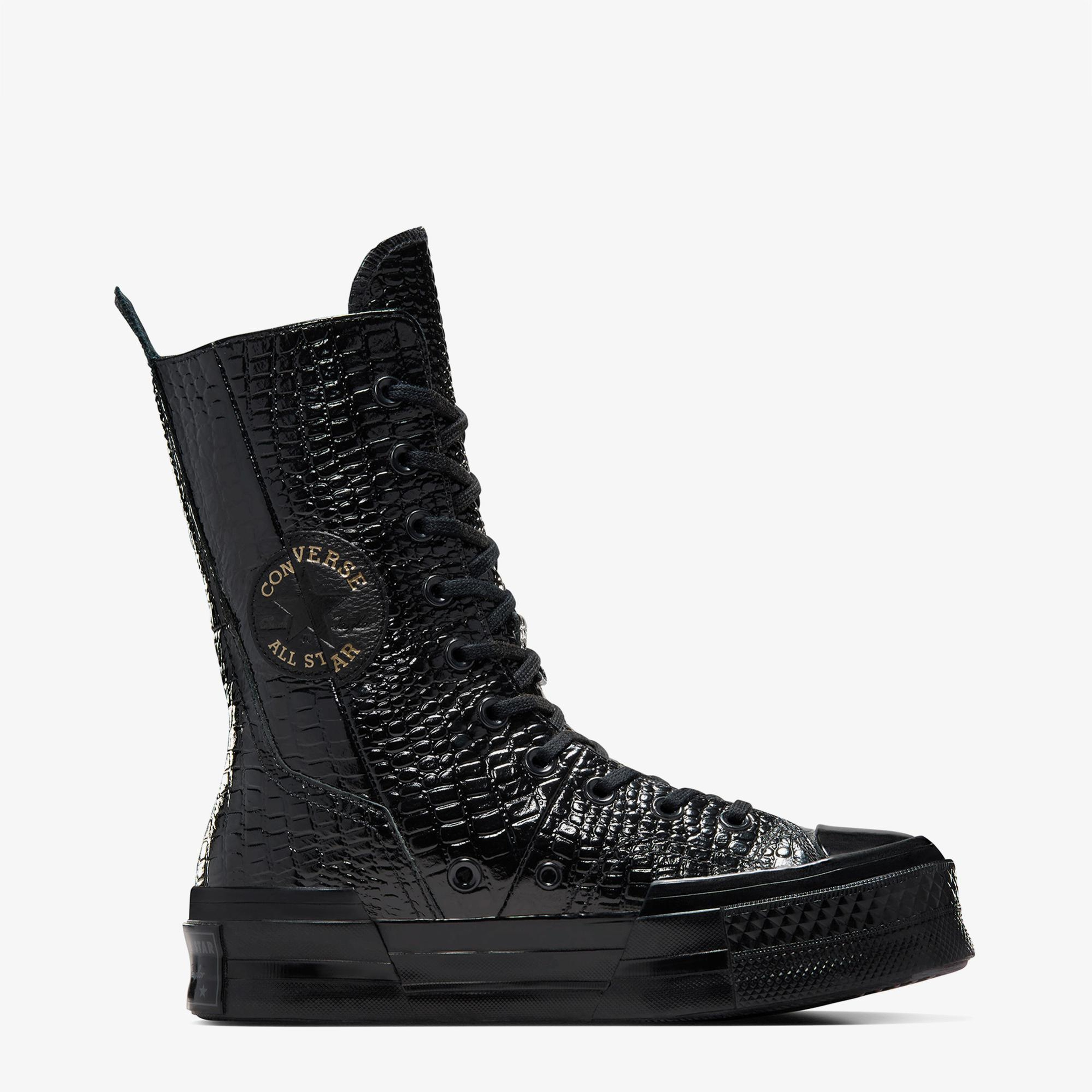 Converse Chuck 70 Plus XHi Unisex Siyah Deri Platform Sneaker