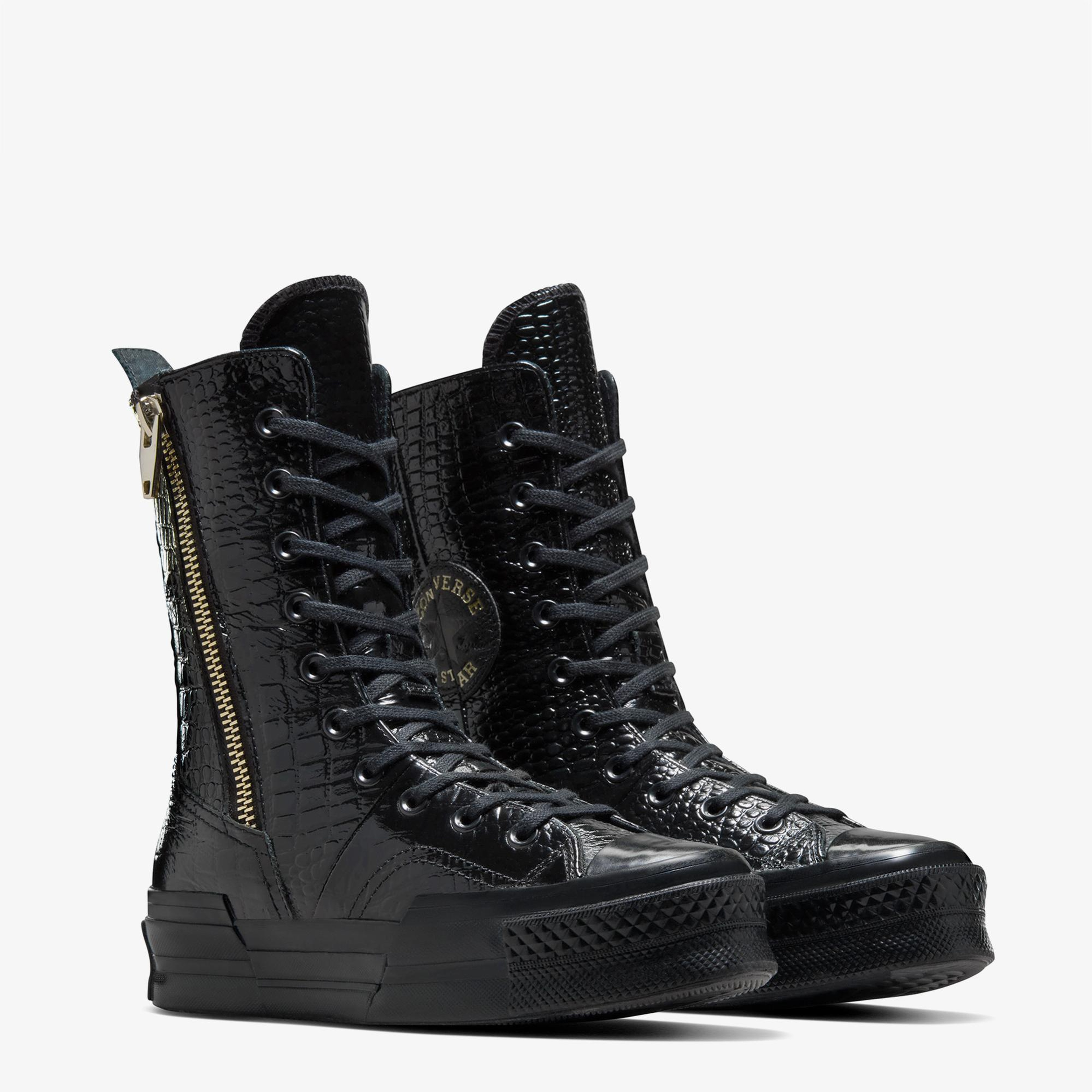 Converse Chuck 70 Plus XHi Unisex Siyah Deri Platform Sneaker