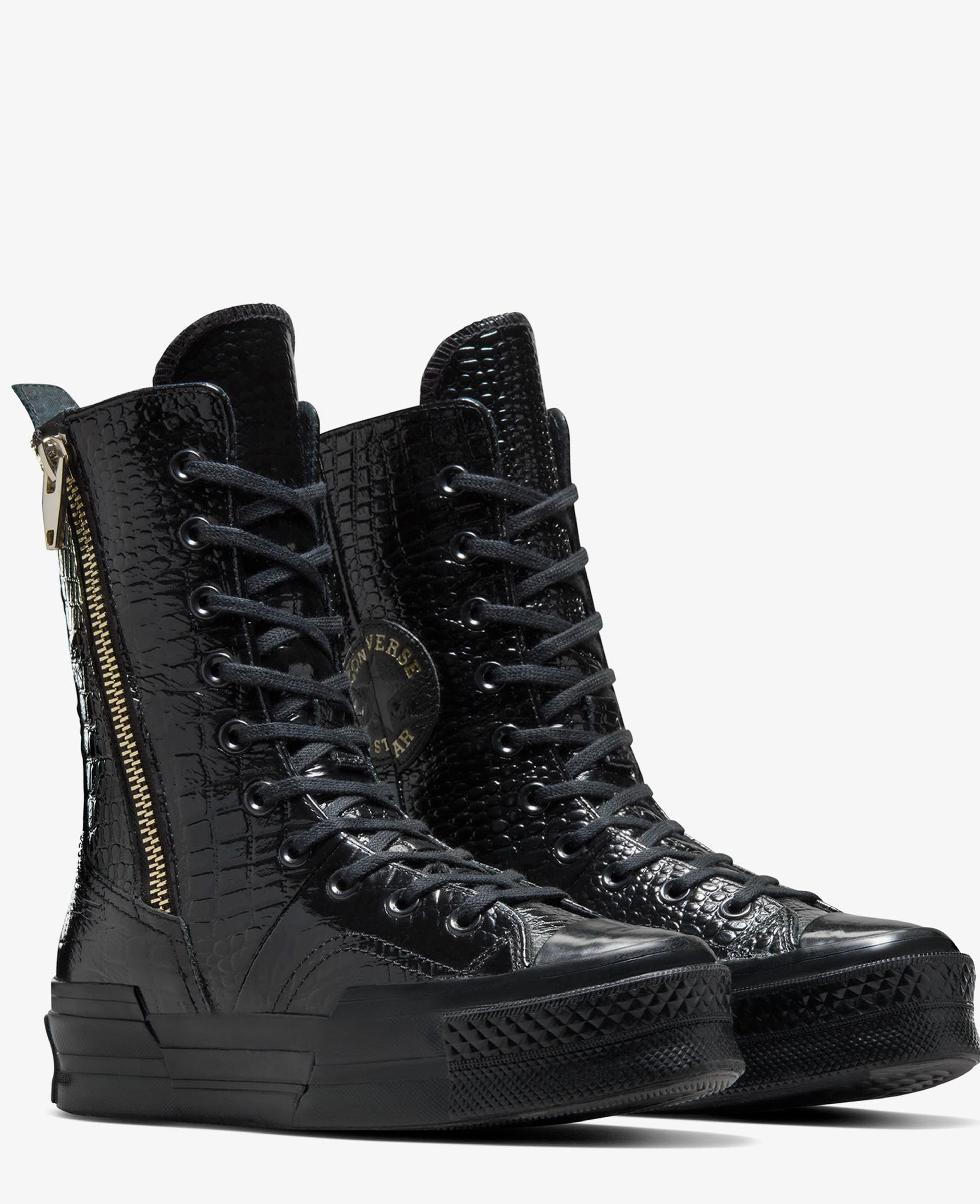 Converse Chuck 70 Plus XHi Unisex Siyah Deri Platform Sneaker