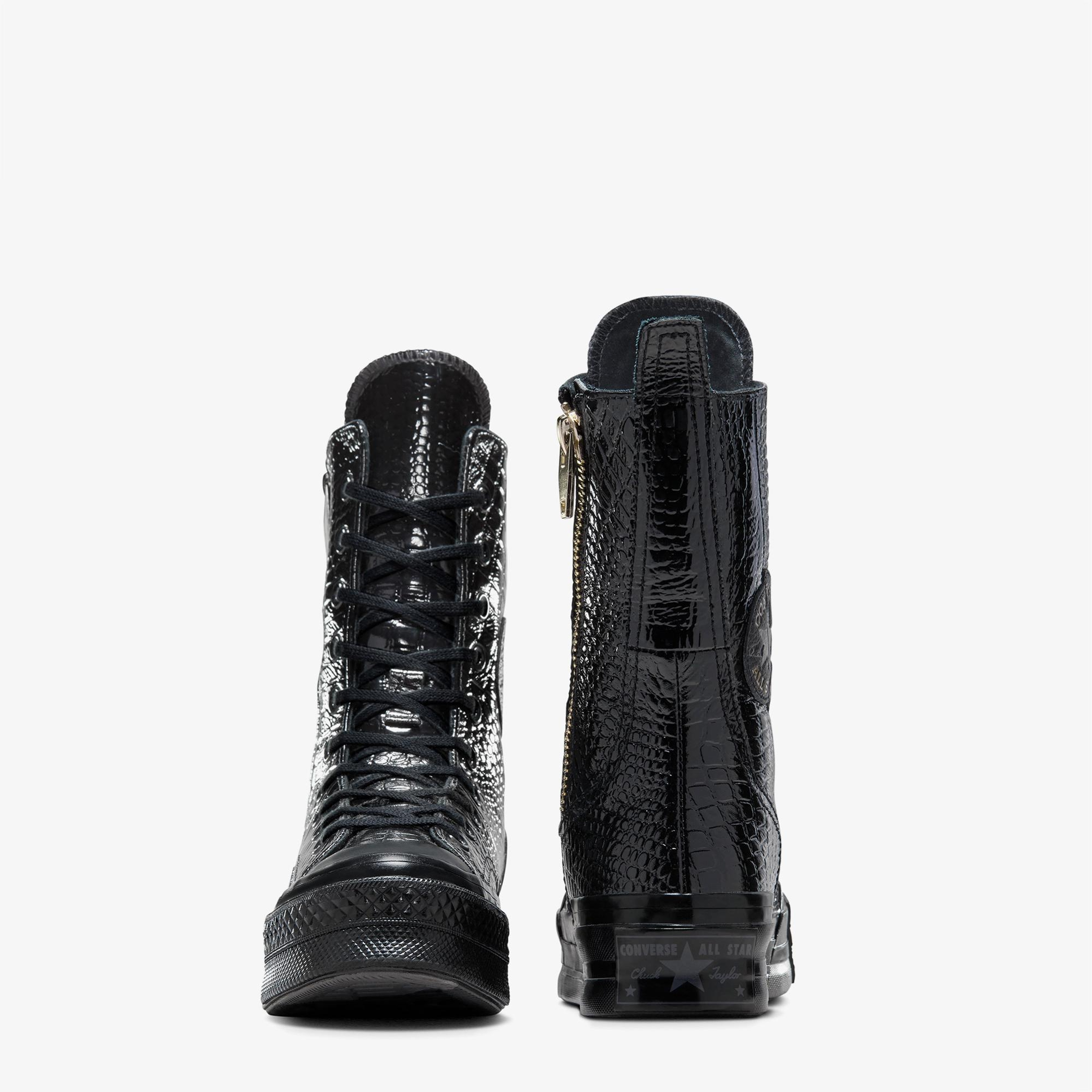 Converse Chuck 70 Plus XHi Unisex Siyah Deri Platform Sneaker